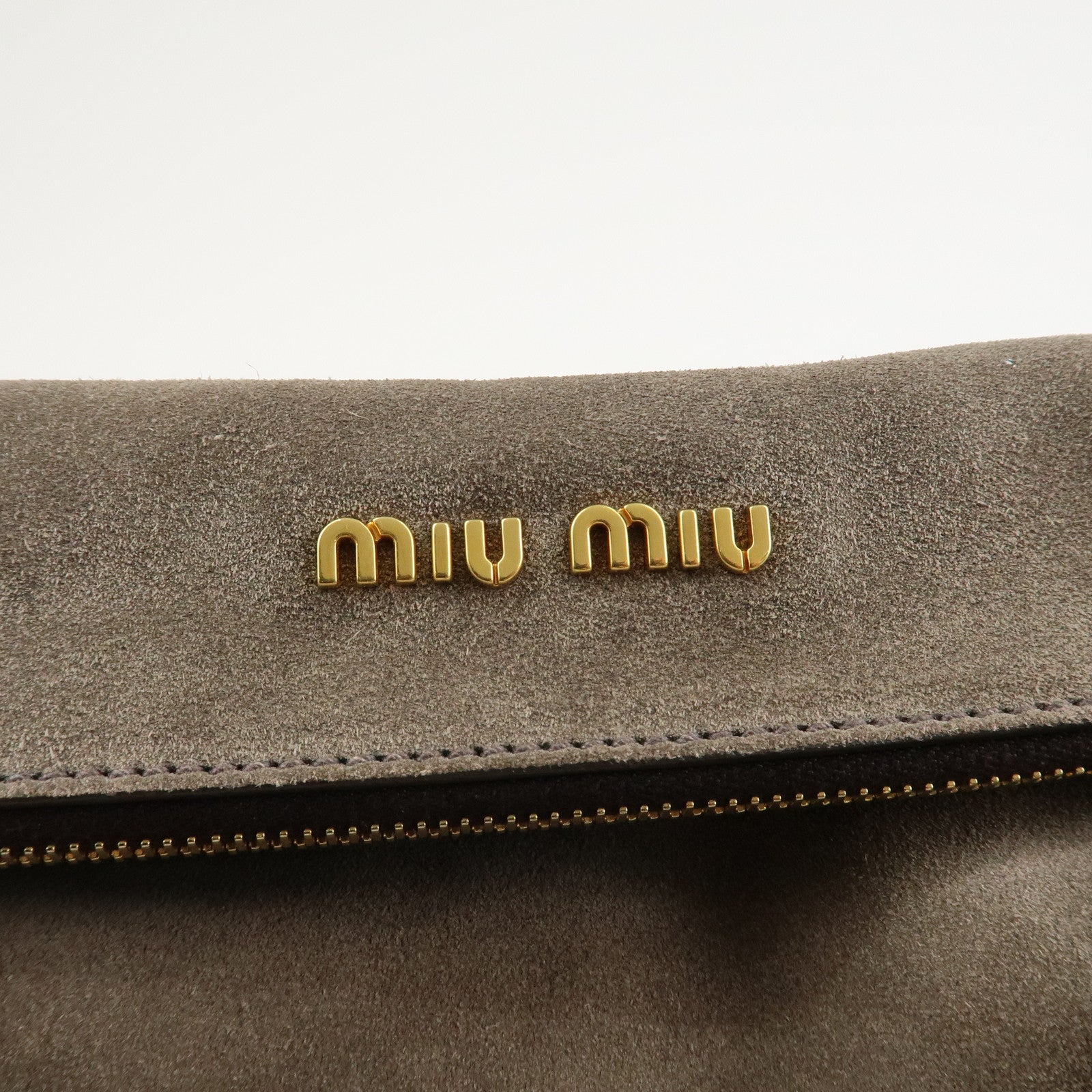 MIU MIU Ribbon Leather 2Way Shoulder Bag Hand Bag Greige Used