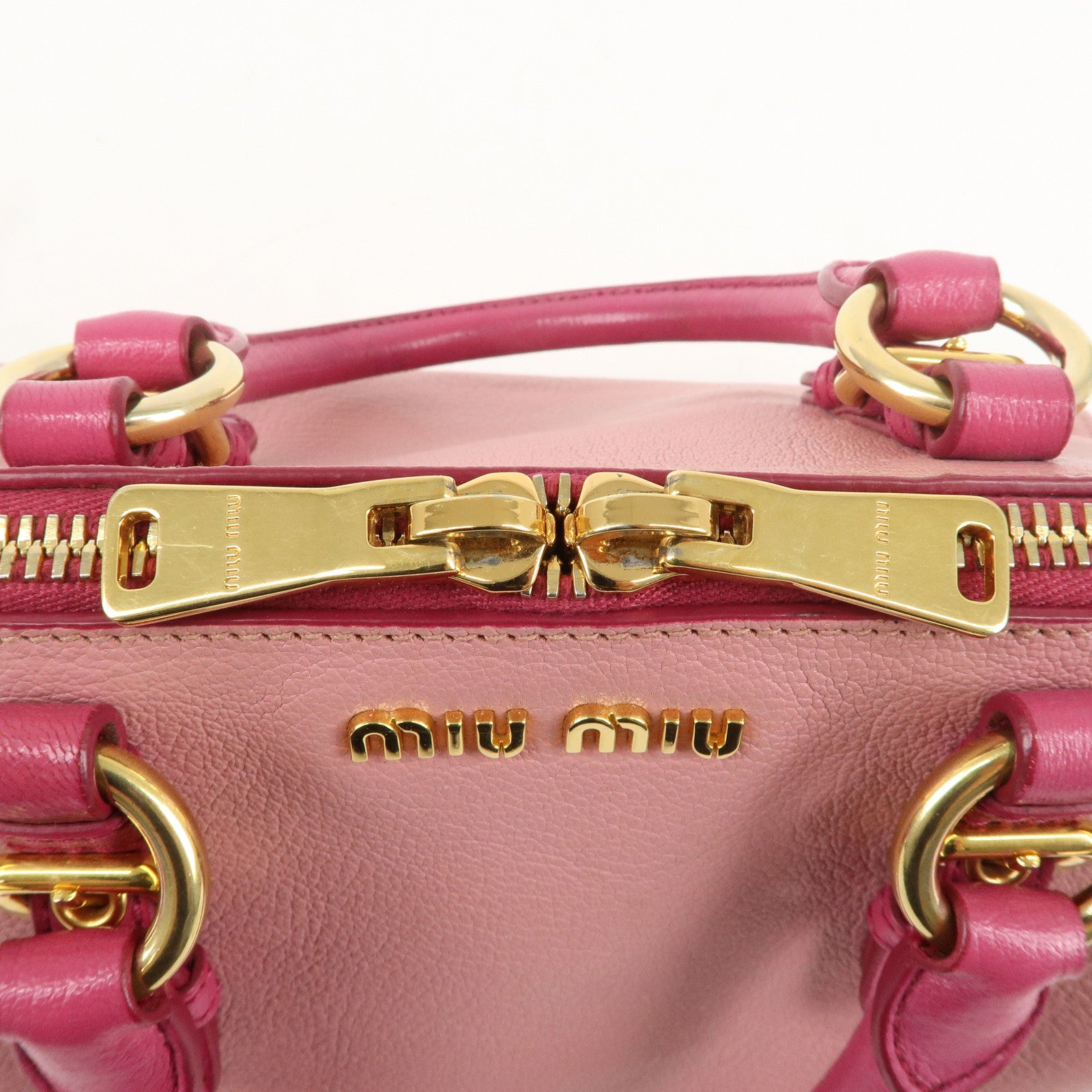 MIU MIU Leather 2WAY Bag Hand Bag Shoulder Bag Pink