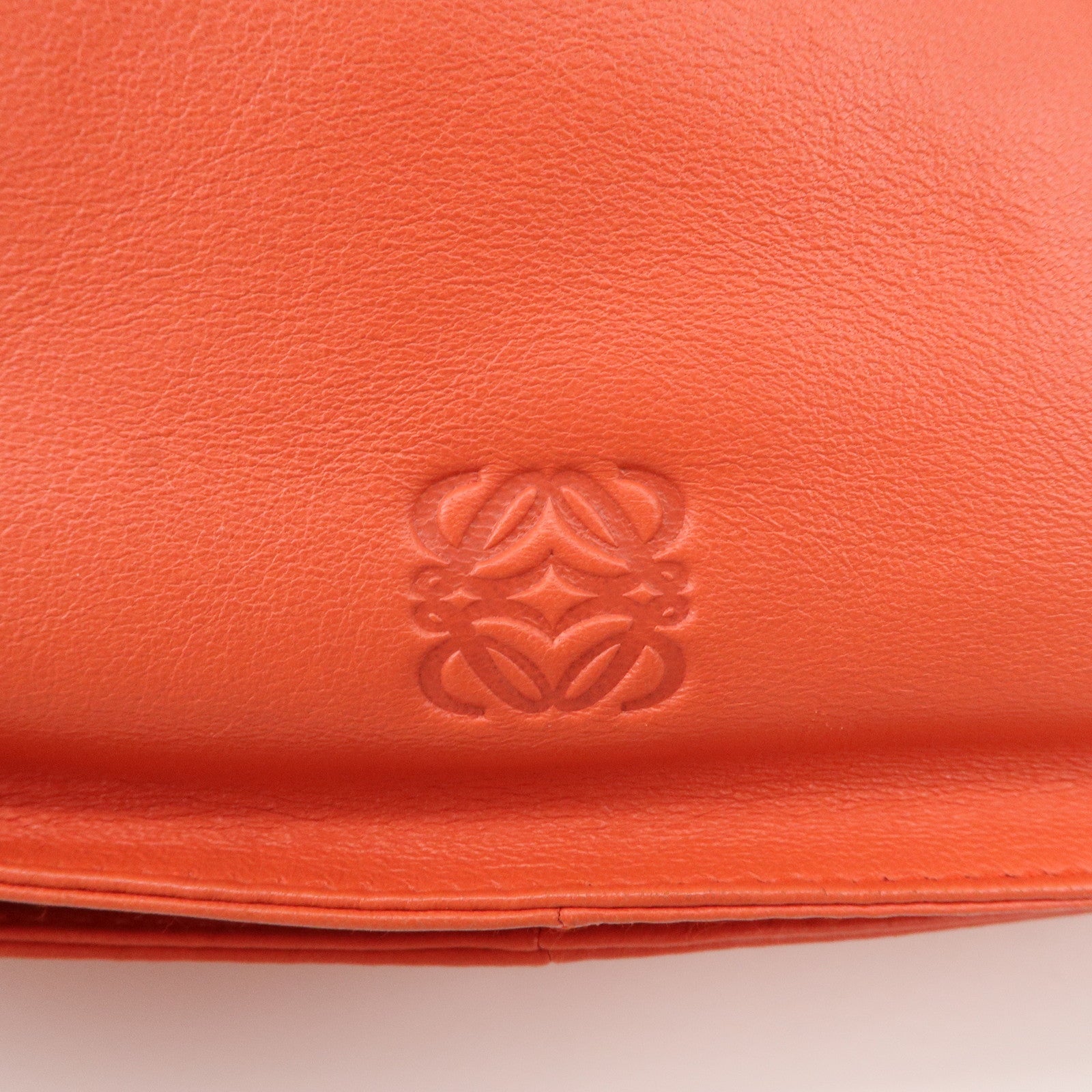 LOEWE Anagram Leather Framenco Shoulder Bag Orange Pink Used