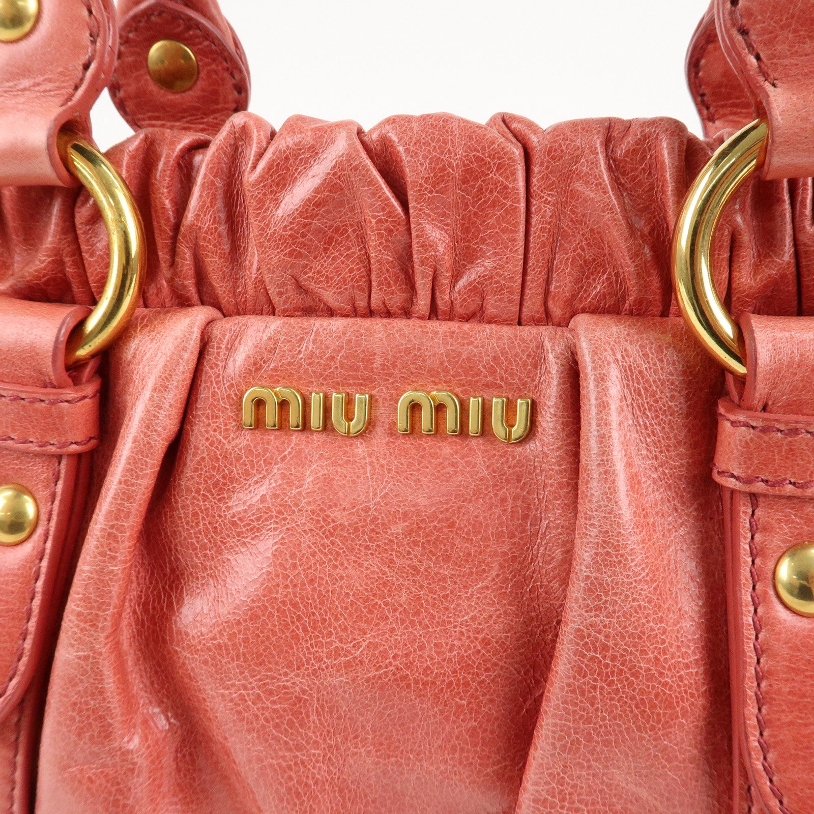 MIU MIU Leather 2Way Bag Shoulder Bag Hand Bag Pink RT0383 Used