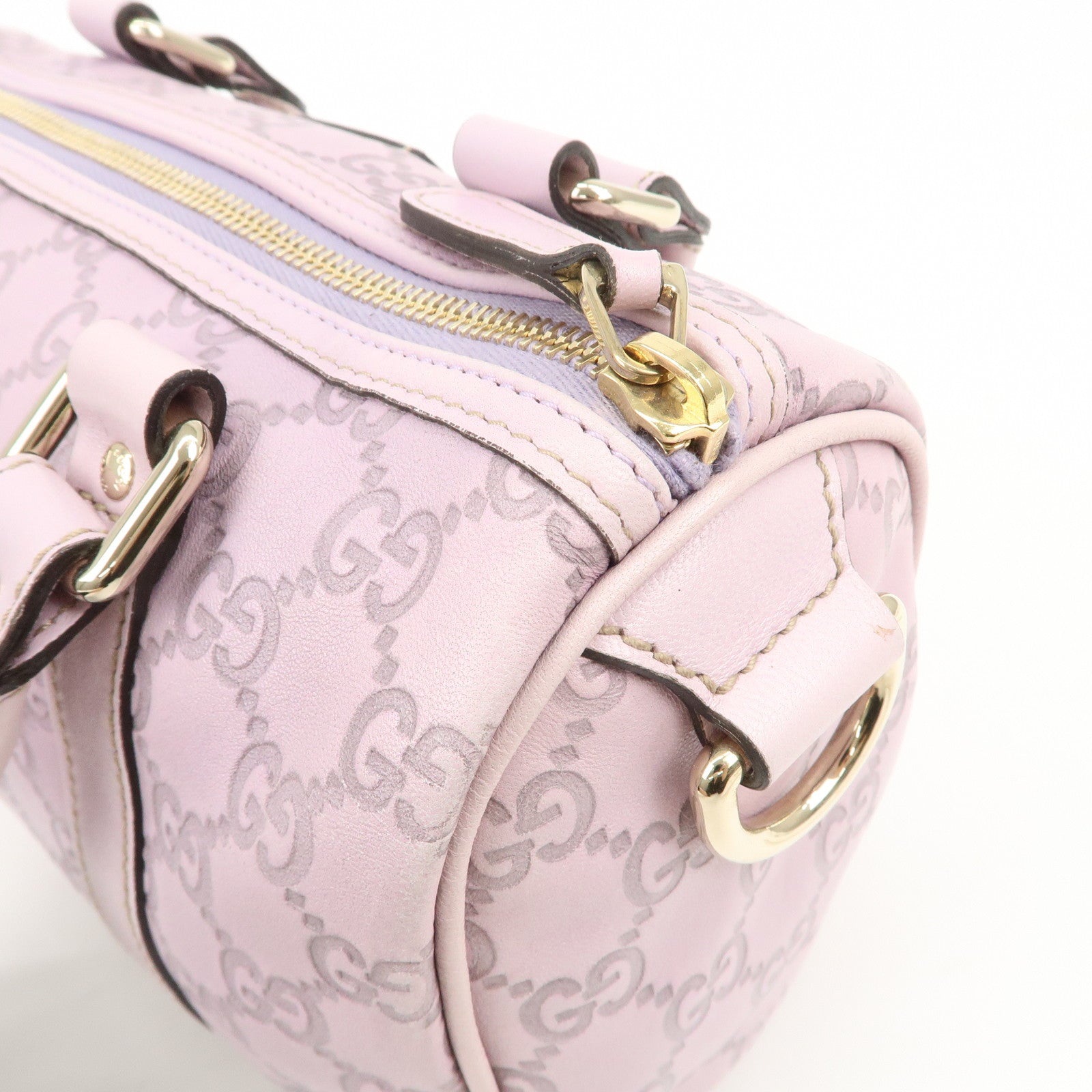 GUCCI Guccissima Leather Mini Boston Bag Light Purple 193604 Used