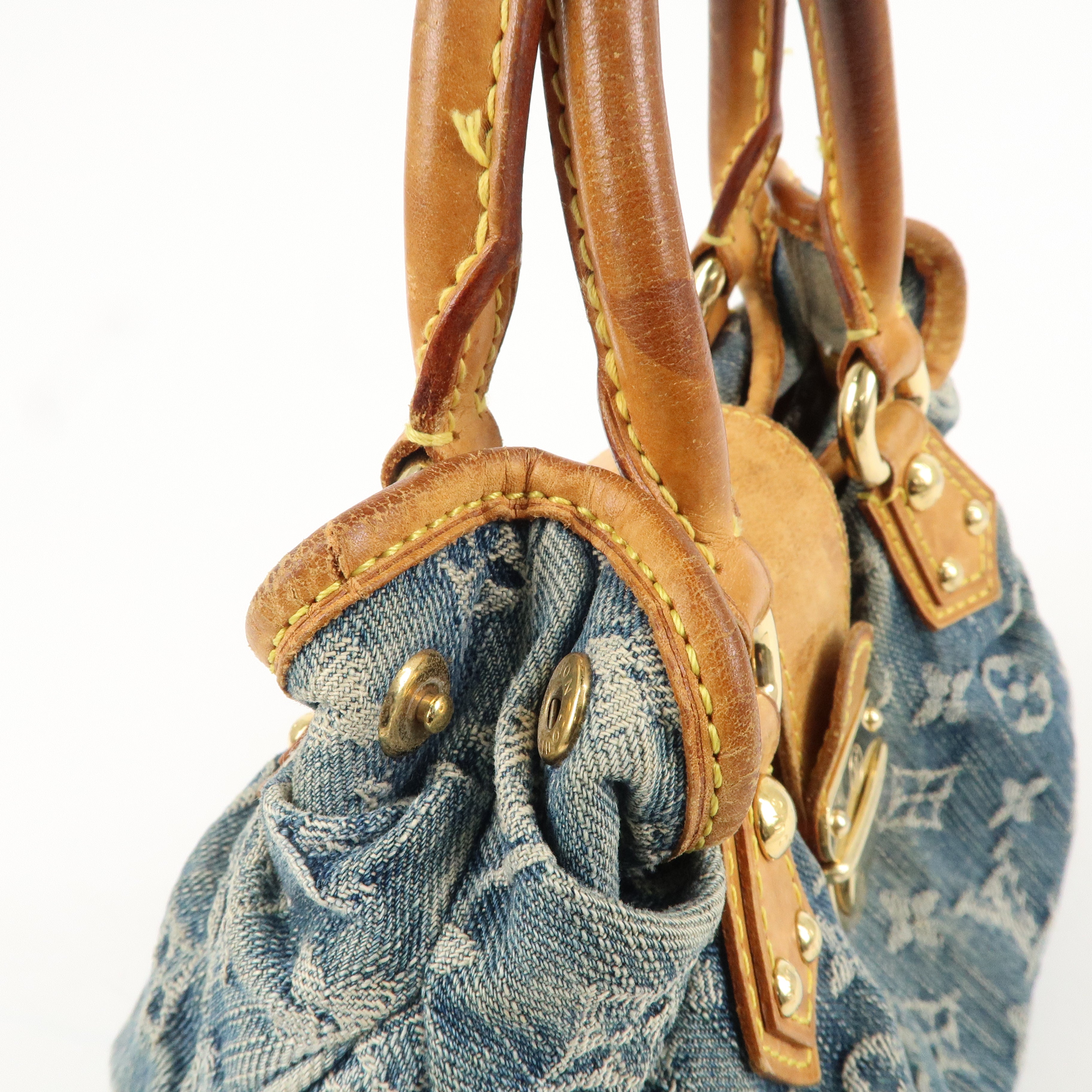 Louis Vuitton Monogram Denim Pleaty Hand Bag Blue M95020