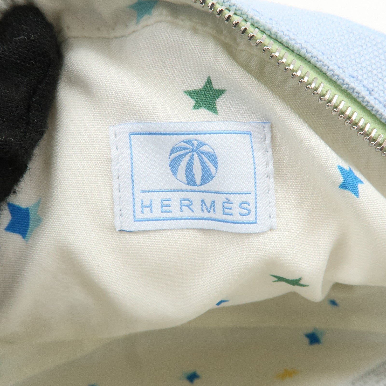 HERMES Circus Sakarecre Cotton Canvas Shoulder Bag Light Blue