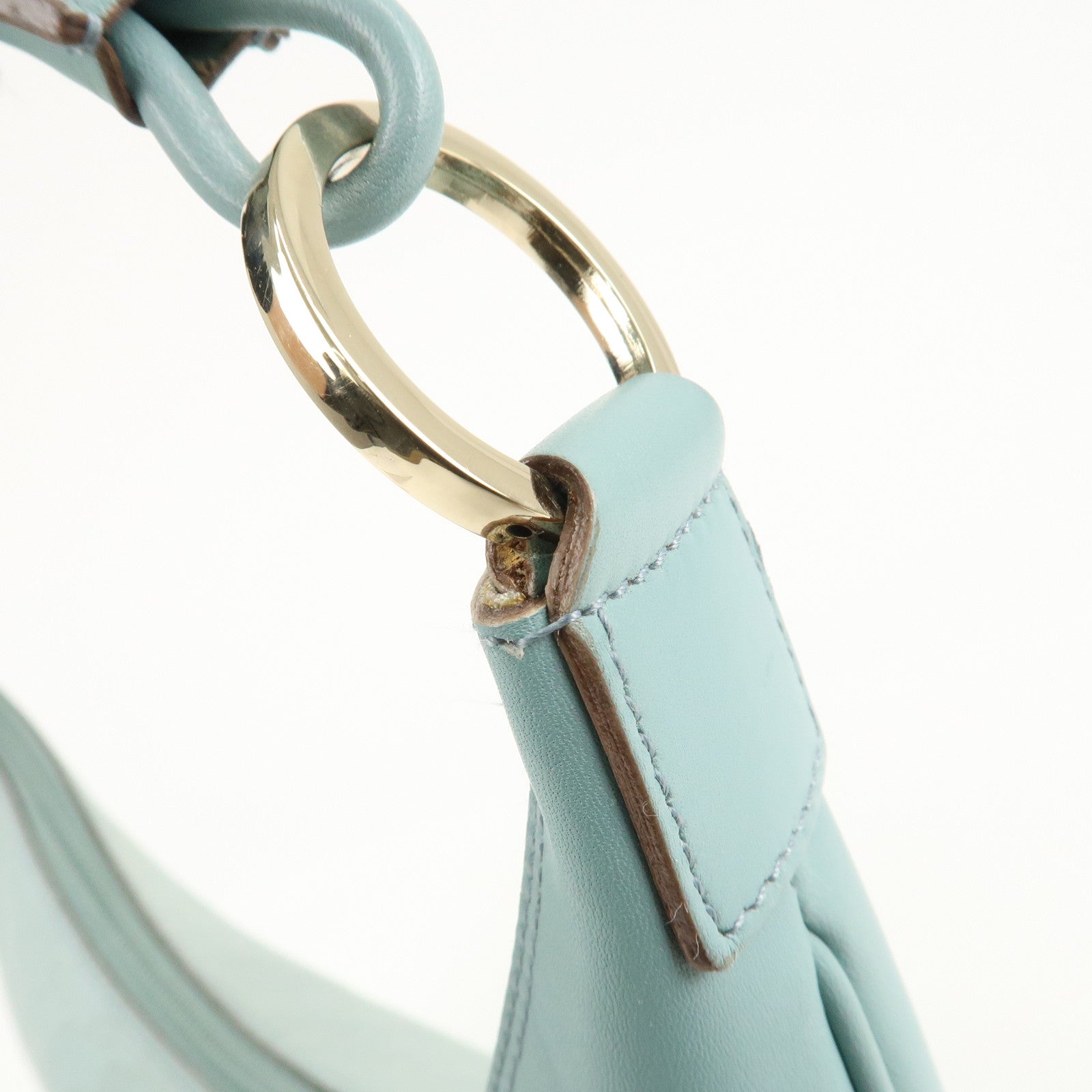 GUCCI Suede Leather Shoulder Bag Hand Bag Light Blue 001.4158