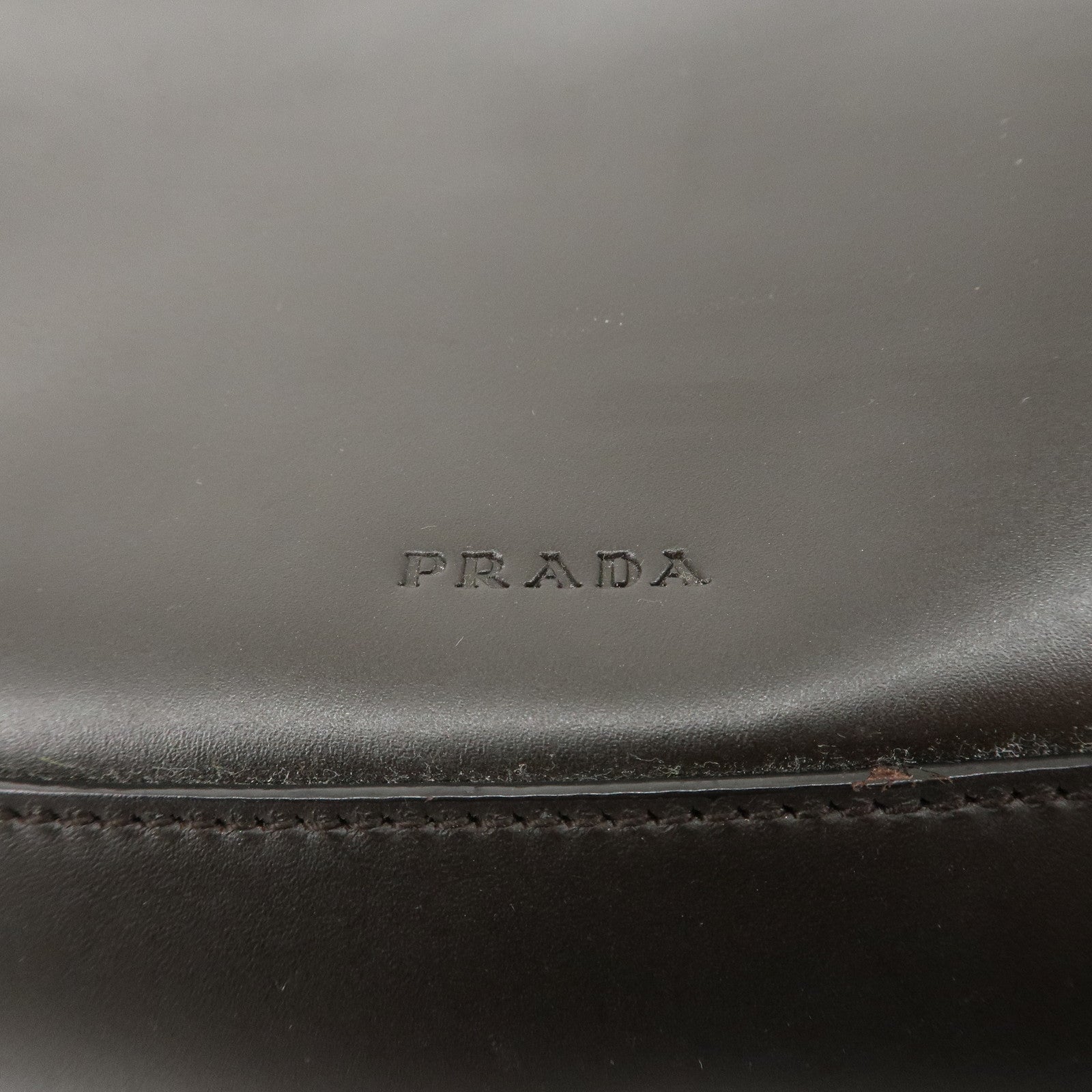 PRADA Leather Cleo Shoulder Bag Dark Brown B11018 Used