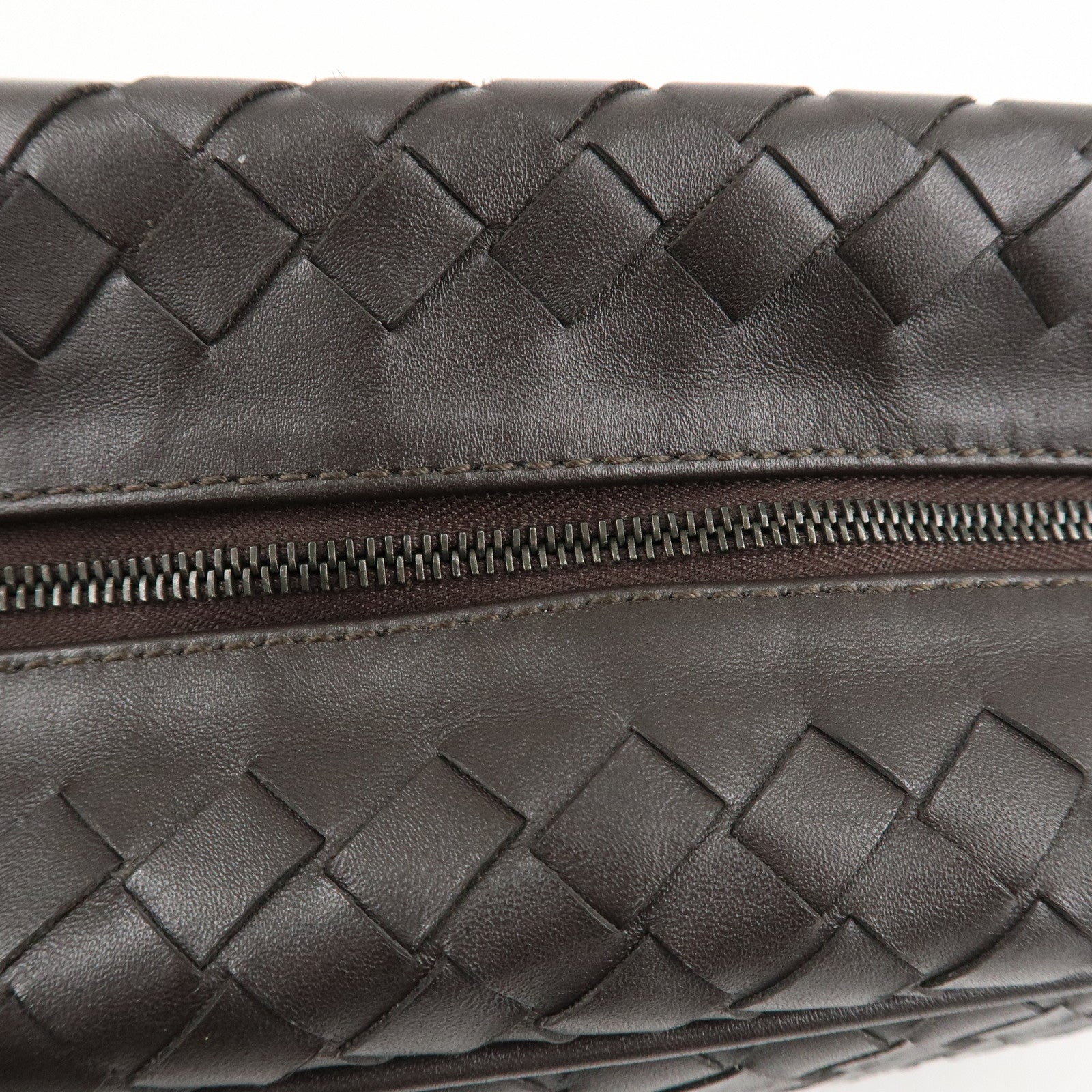 BOTTEGA VENETA Intrecciato Leather Second Bag Dark Brown