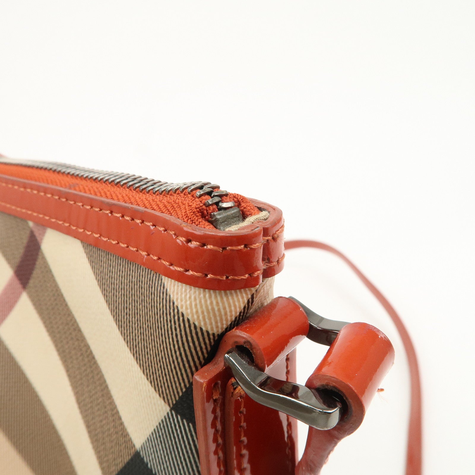 BURBERRY PVC Leather Shoulder Bag Crossbody Bag Beige Orange