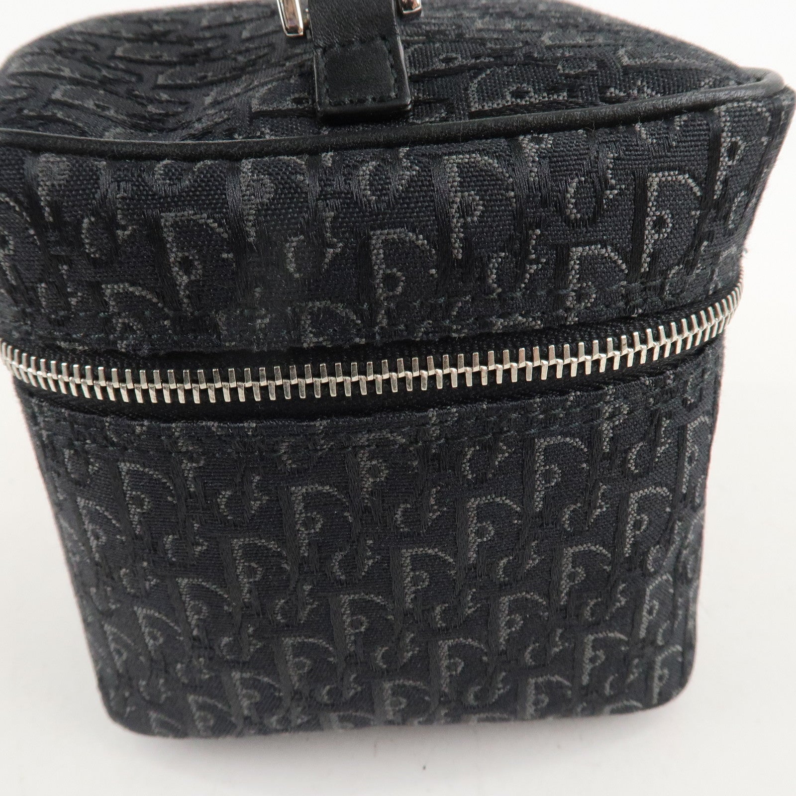 Christian Dior Trotter Canvas Leather Vanity Bag Black Used