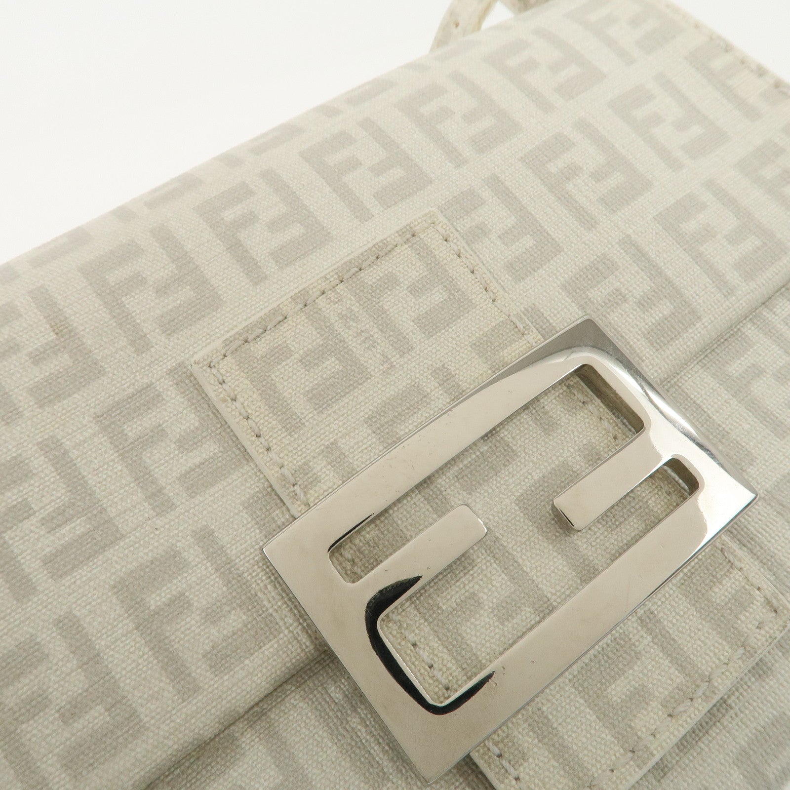 FENDI Mini Mamma Baguette Zucchino Canvas Leather Shoulder Bag