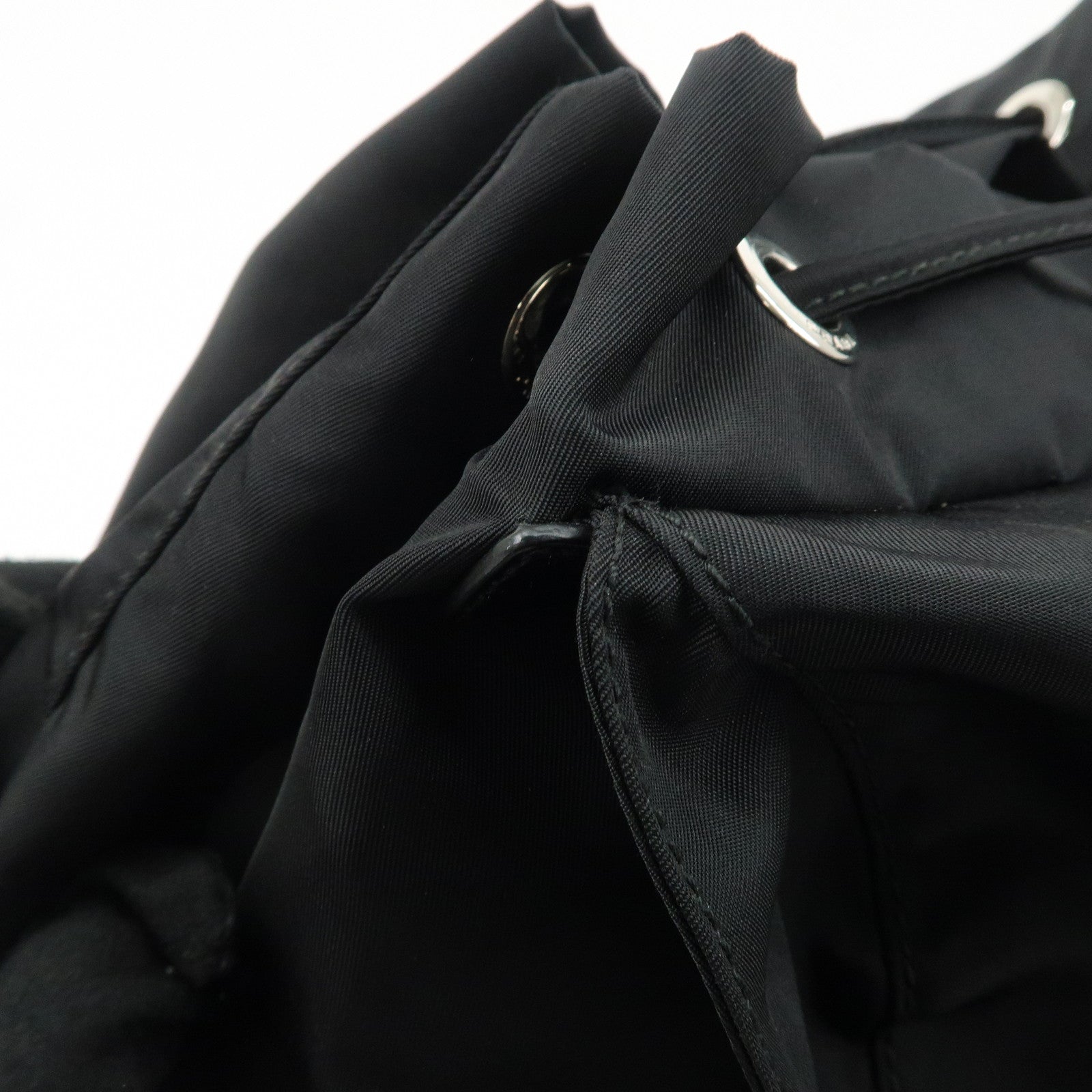 PRADA Logo Nylon Leather Backpack Ruck Sack NERO Black BZ2811