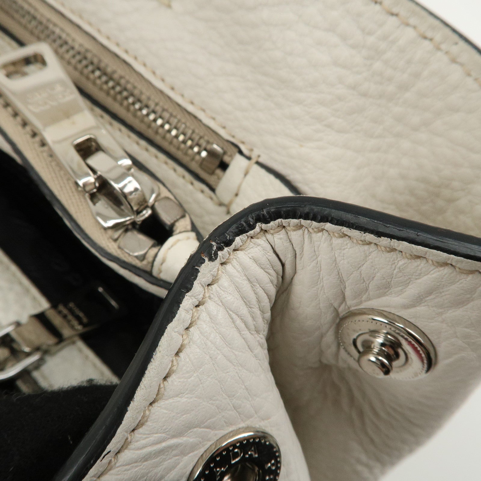 PRADA Leather Hand Bag White BN2579