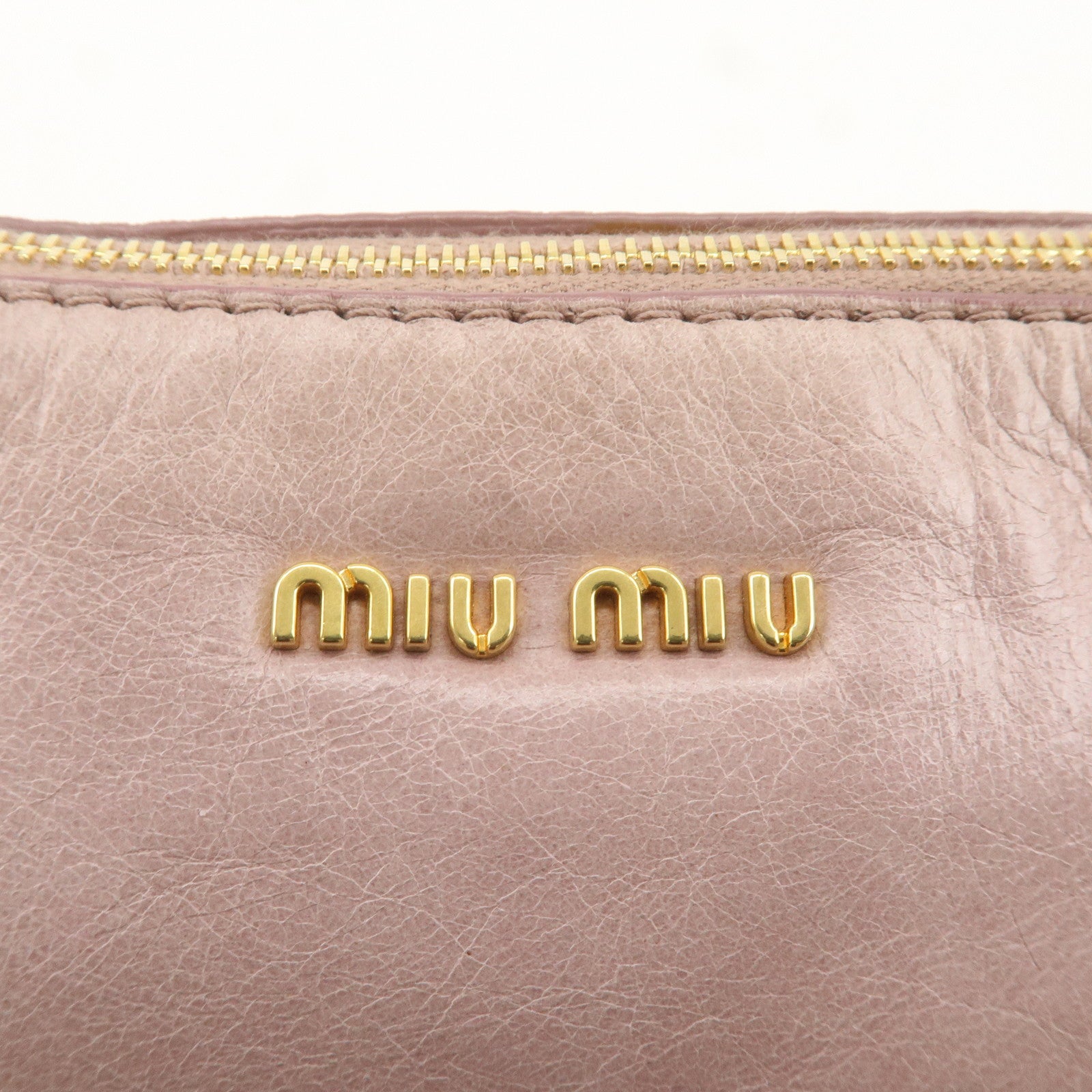 MIU MIU Leather Ribbon Shoulder Bag Hand Bag Pink