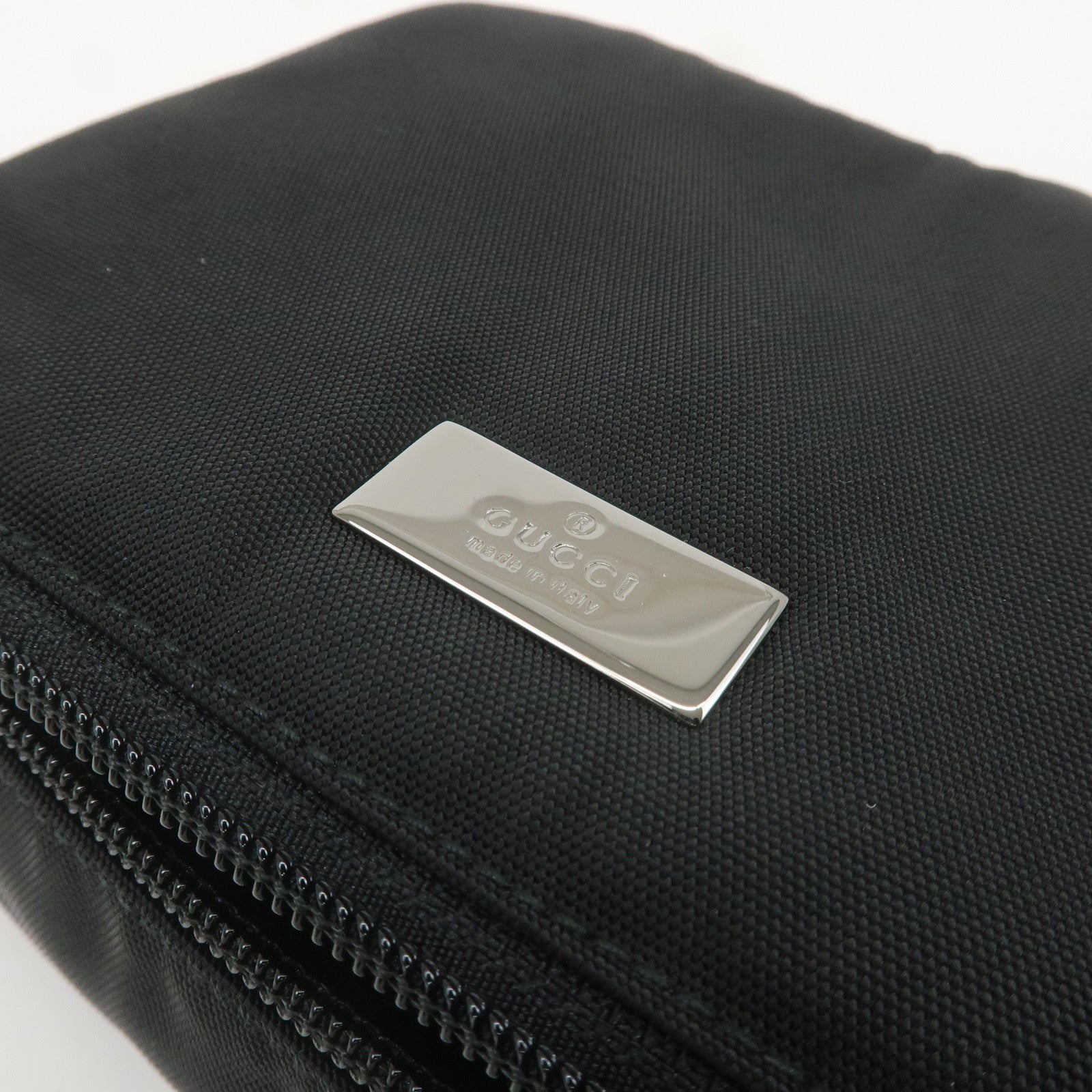 GUCCI Canvas Pouch Cosmetic Pouch Black Silver Hardware 039.0949