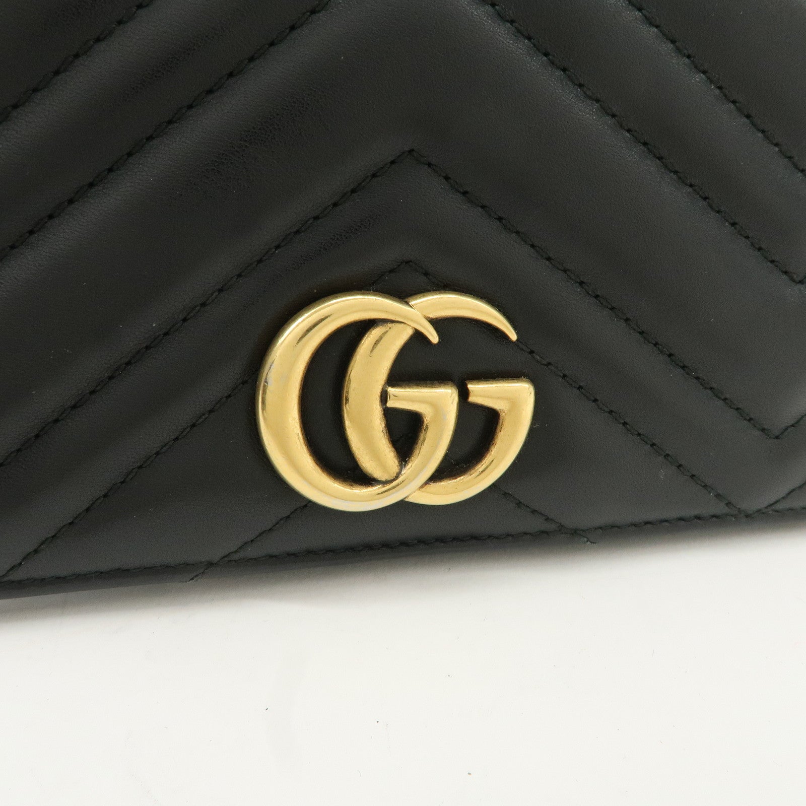 GUCCI GG Marmont Leather Chain Shoulder Bag Black 488426 Used