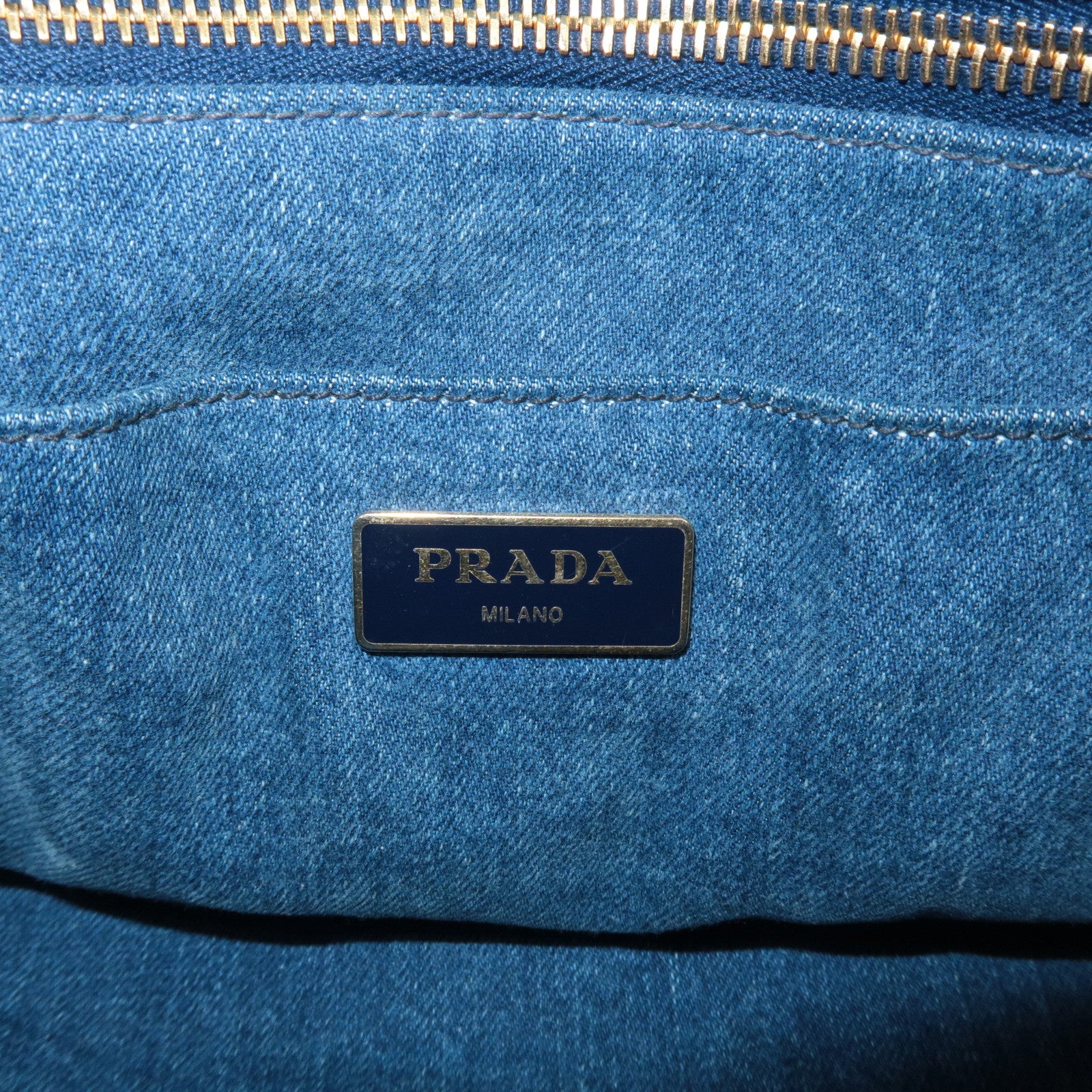 PRADA Logo Canapa Canvas 2 Way Shoulder Bag Hand Bag Denim