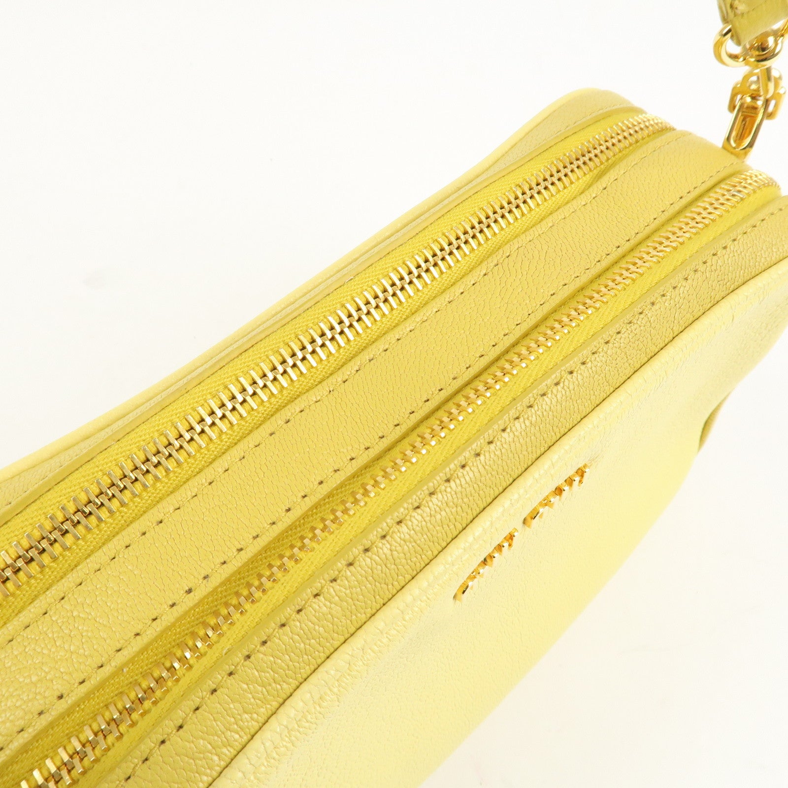 MIU MIU Leather MADRAS BICOLORE Shoulder Bag Yellow RT0539