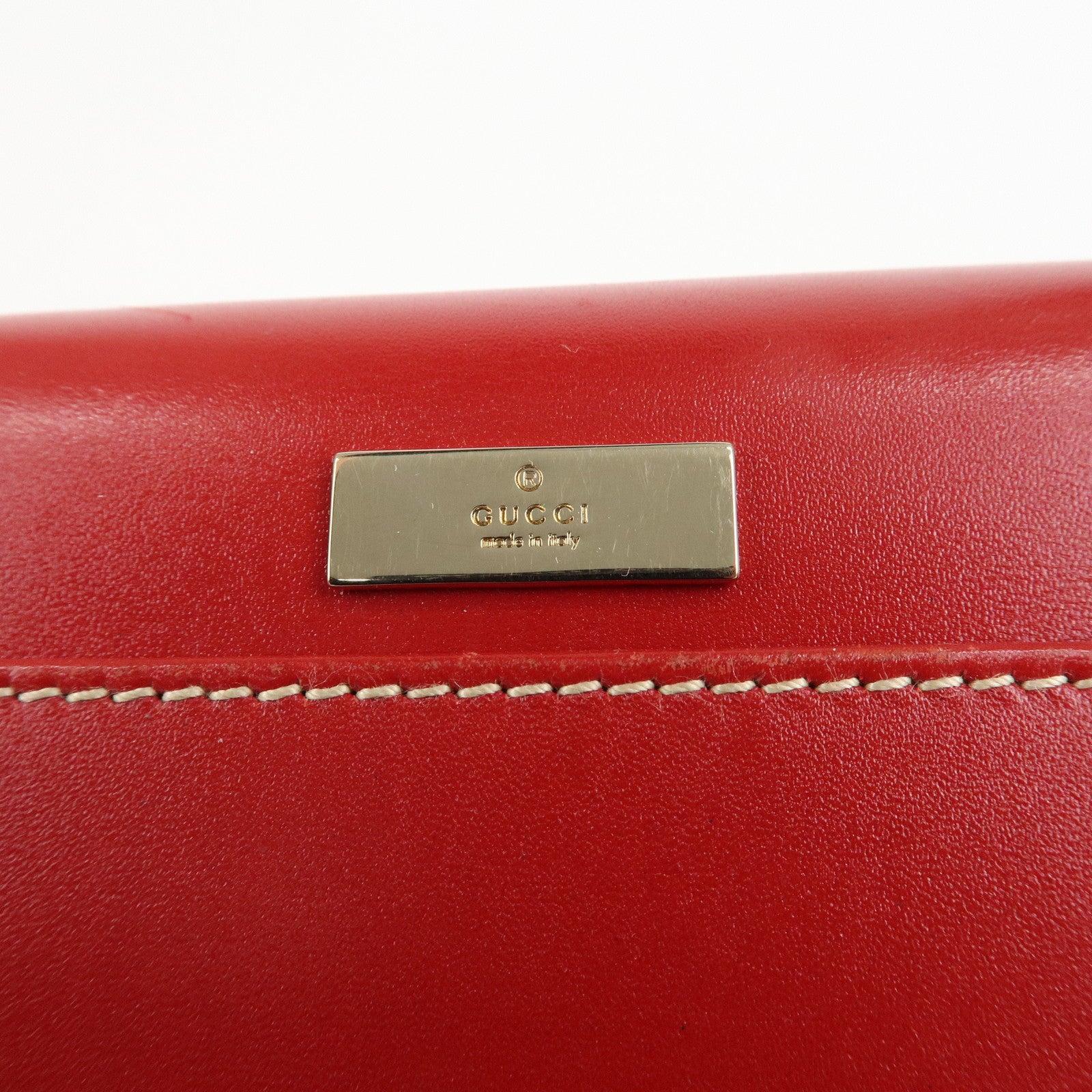 GUCCI Leather One Shoulder Bag Hand Bag Red 001.4214 Used