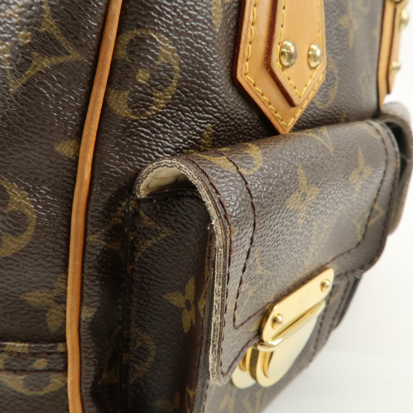 Louis Vuitton Monogram Manhattan PM Hand Bag Brown M40026