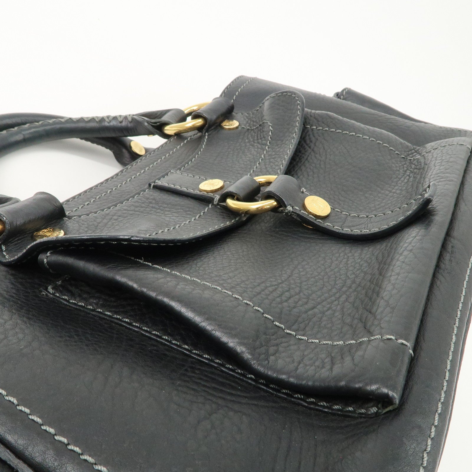 CELINE Leather Boogie Bag Hand Bag Black