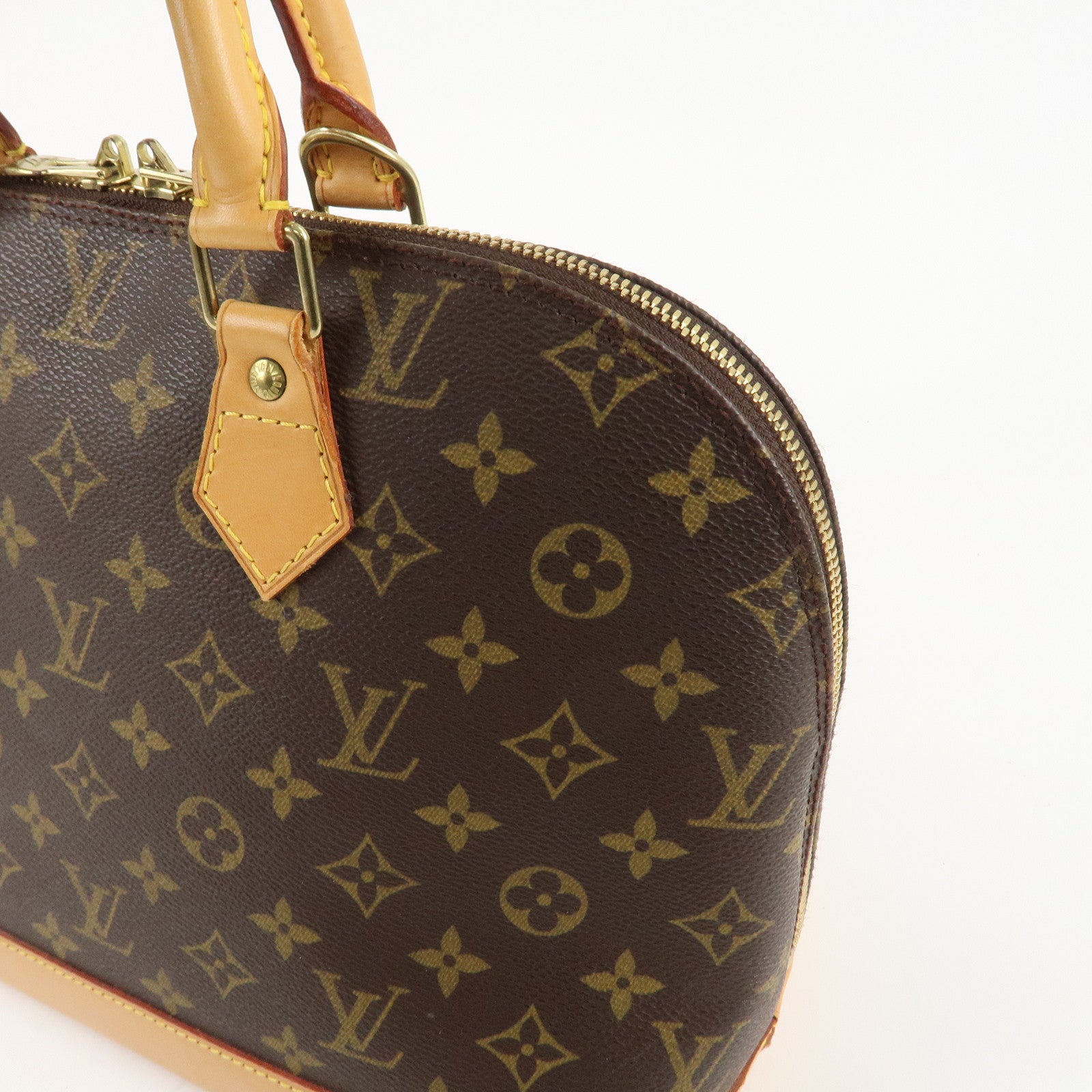 Louis Vuitton Monogram Alma Hand Bag Brown Gold Hardware M51130