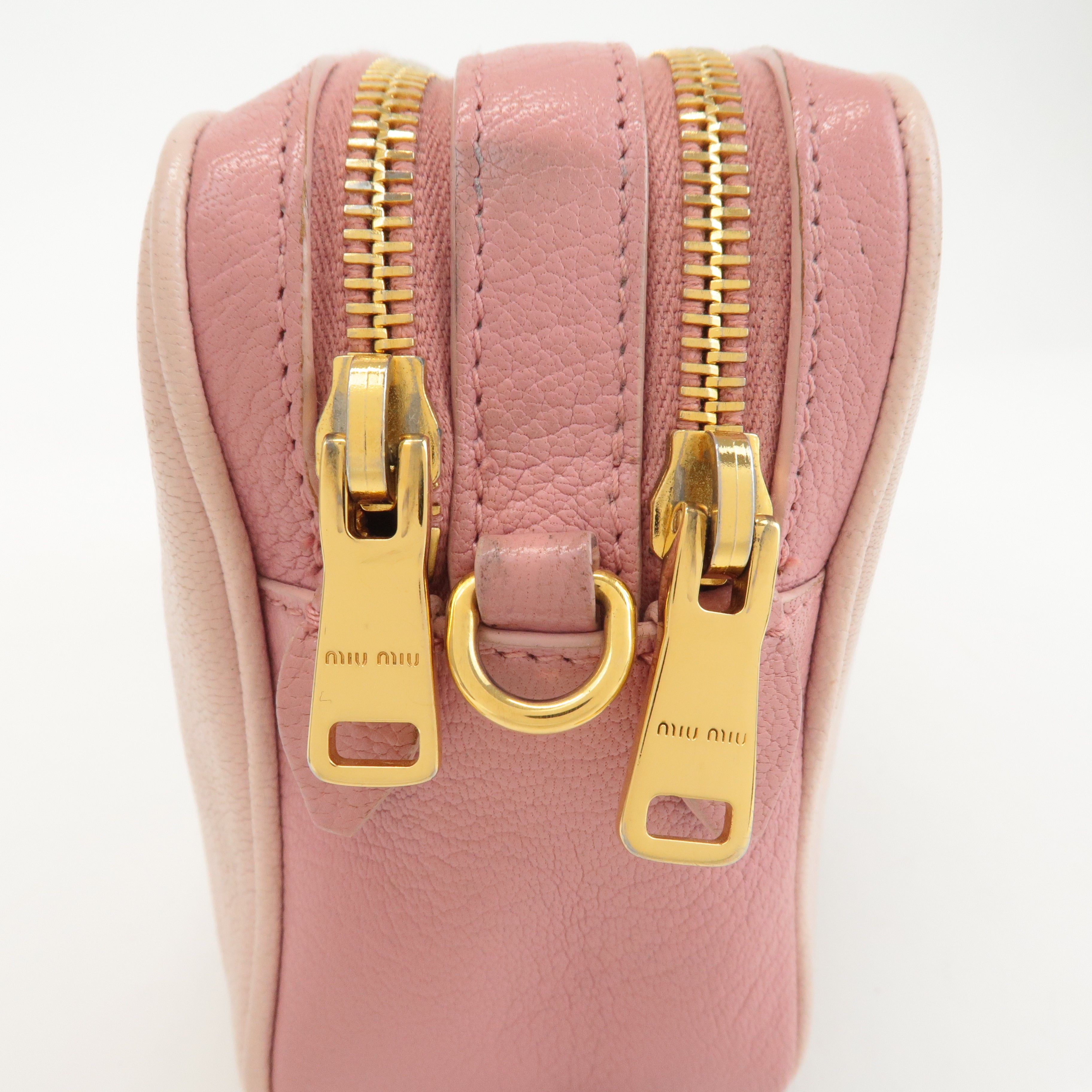 MIU MIU Leather Shoulder Bag Hand Bag Pink Light Pink Used