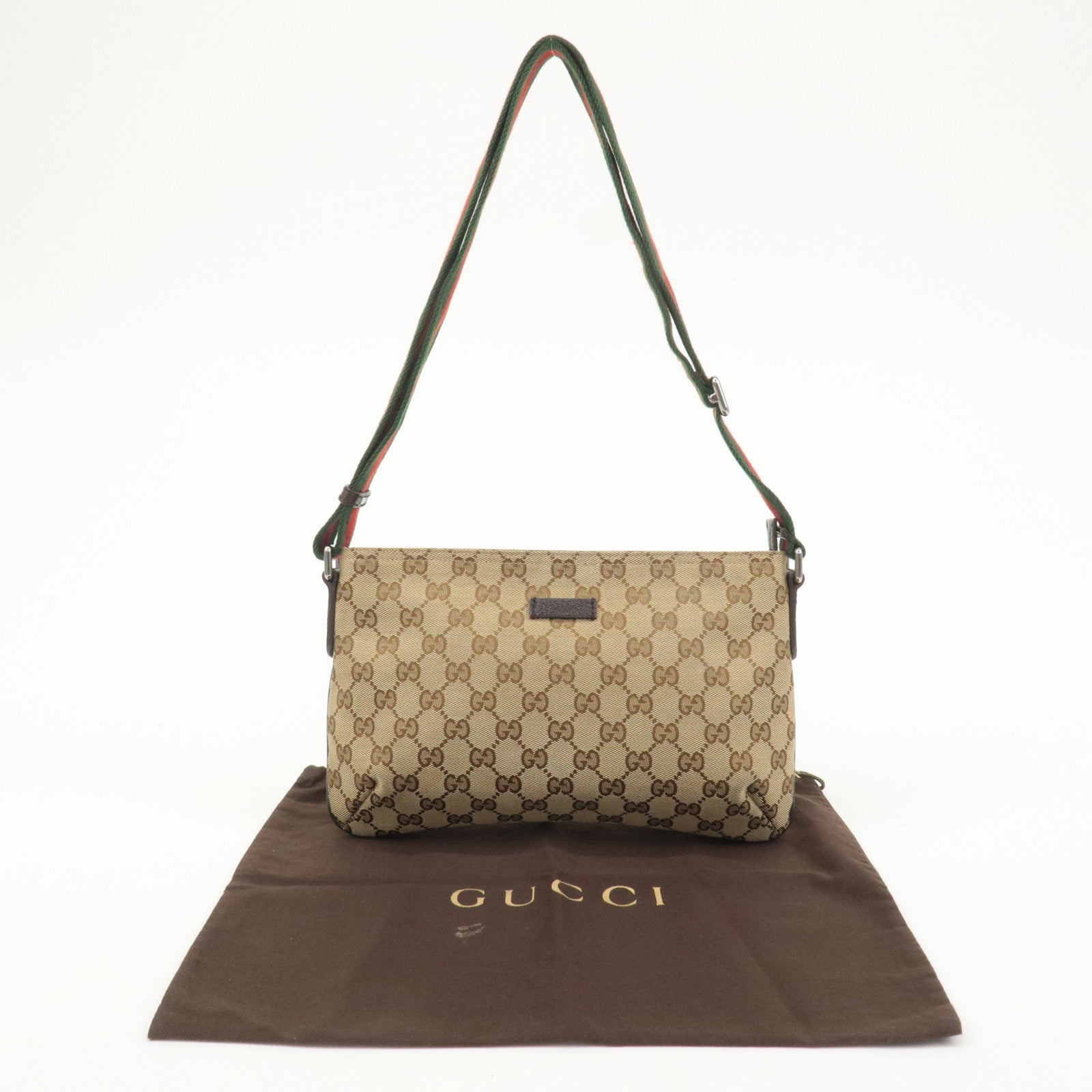 GUCCI Sherry GG Canvas Leather Shoulder Bag Beige Brown 1897499