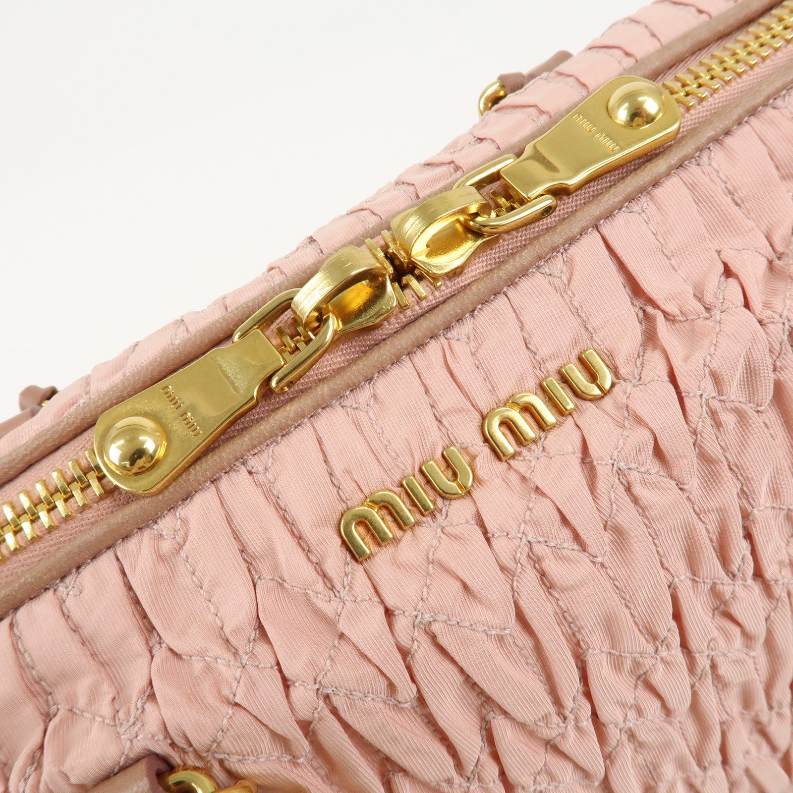 MIU MIU Nylon Leather Chain Tote Bag Shoulder Bag Pink Used