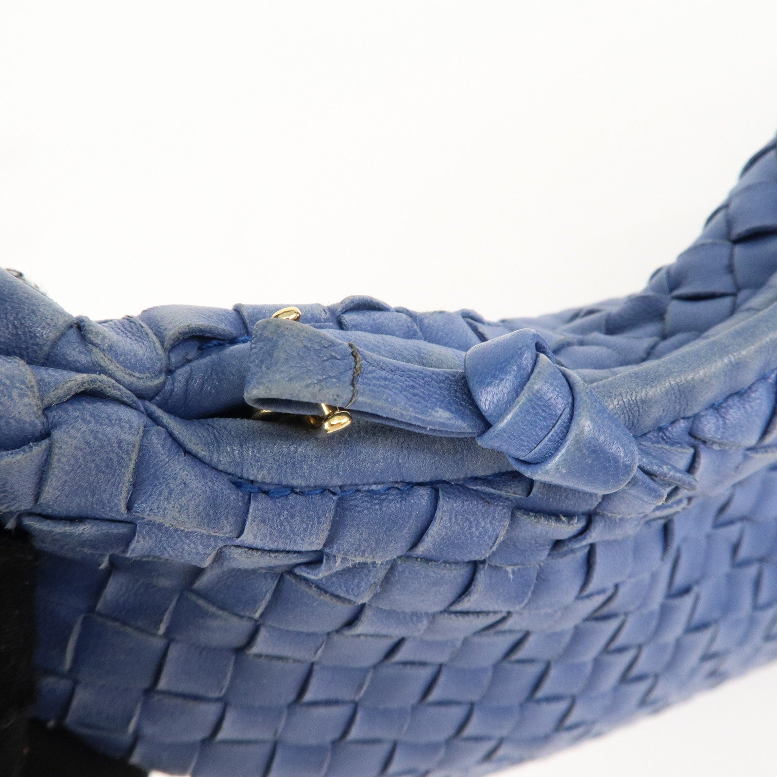 BOTTEGA VENETA Intrecciato Hobo Leather Shoulder Bag Blue 115653