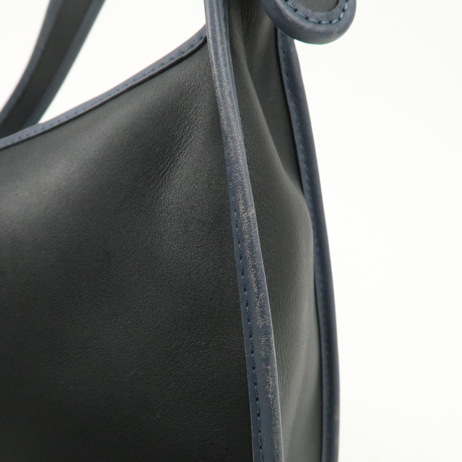 LOEWE Anagram Leather Sophia Shoulder Bag Black Navy Used