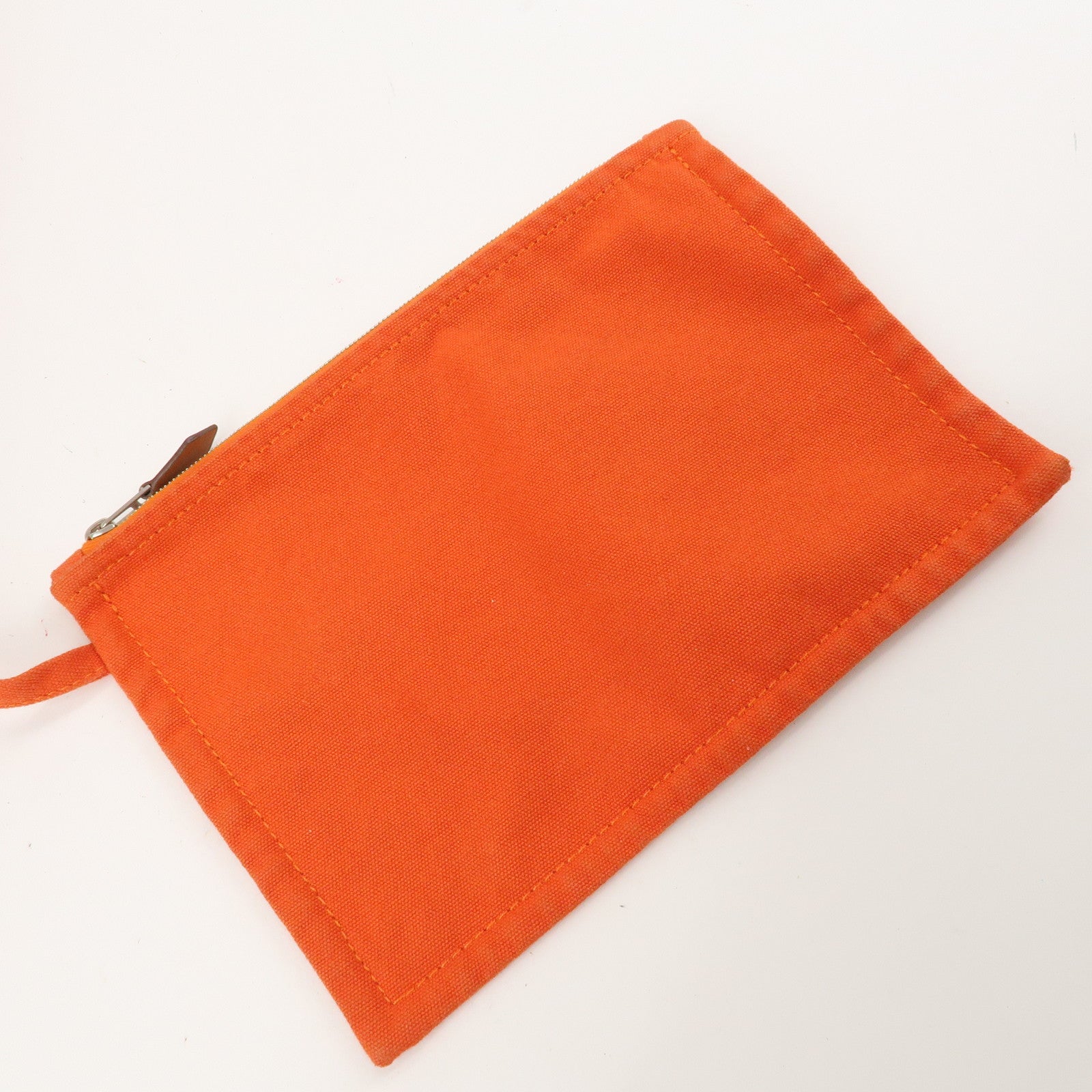 HERMES Canvas Leather Panied Plage PM Tote Bag Orange