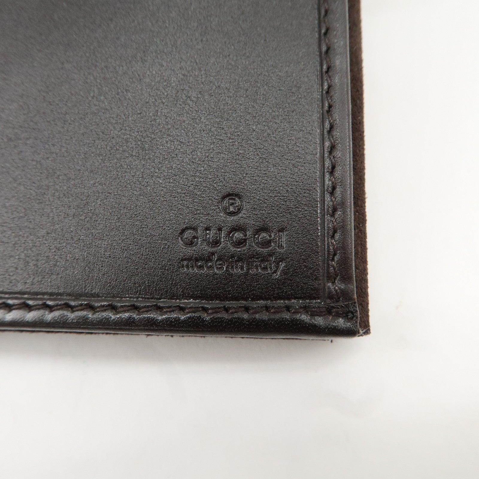 GUCCI Suede Leather Bi-fold Long Wallet Dark Brown 101564 Used