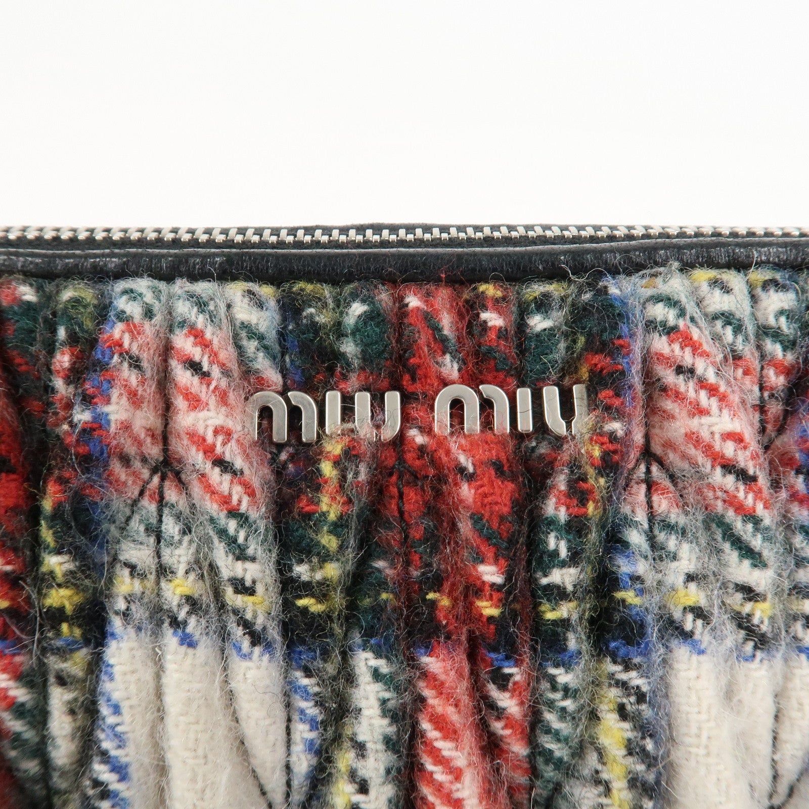 MIU MIU Matelasse Wool Leather Chain Shoulder Bag Red