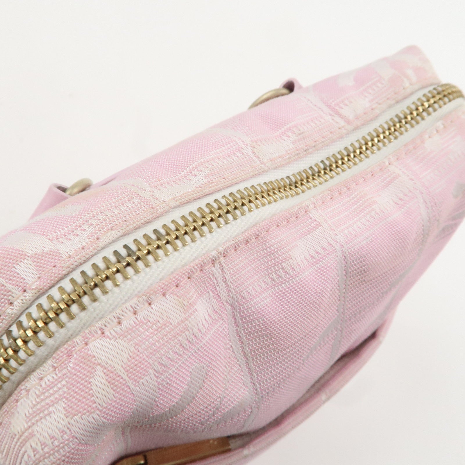 CHANEL New Travel Line Nylon Jacquard Leather Shoulder Bag Pink