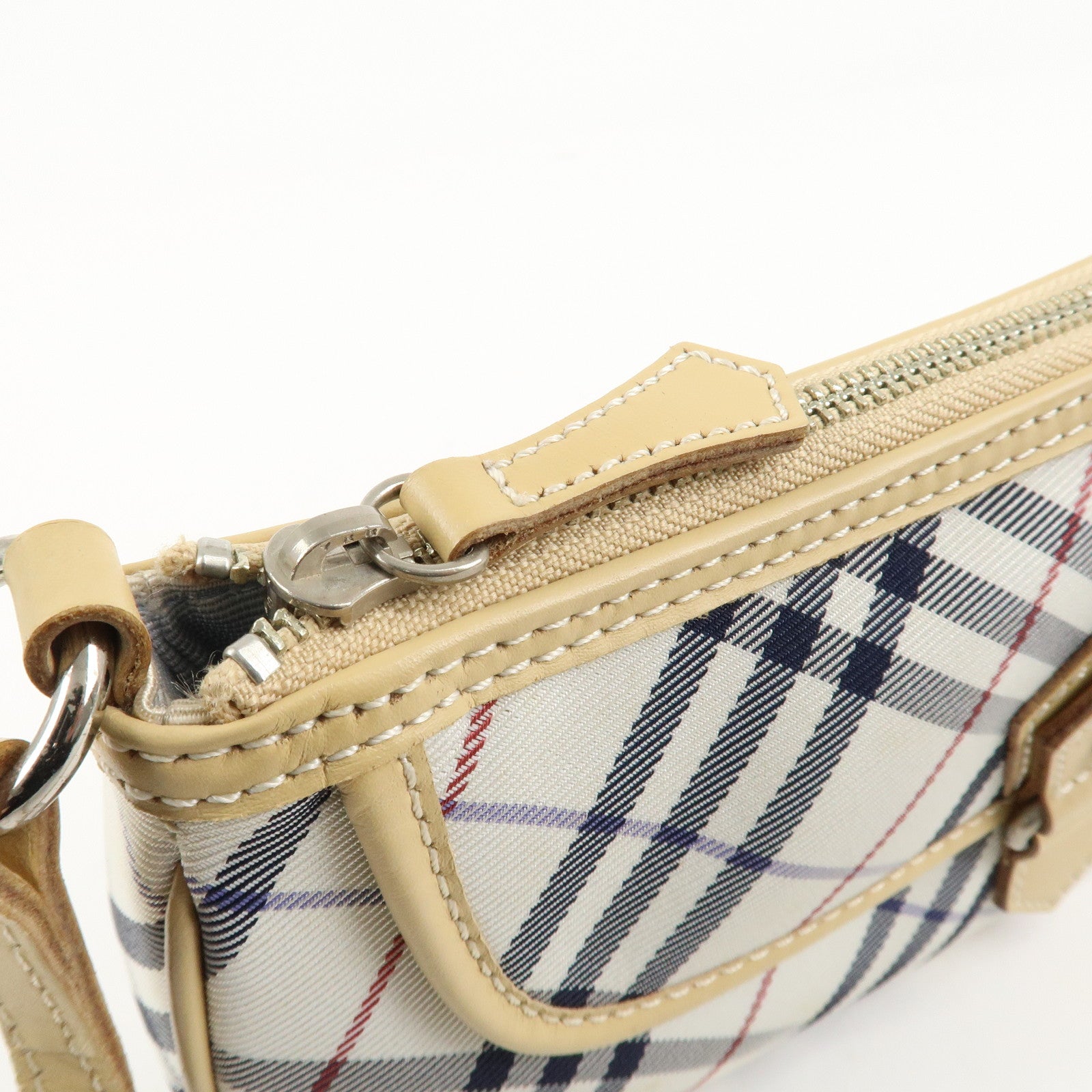 BURBERRY London Canvas Leather Nova Plaid Shoulder Bag Beige Ivory