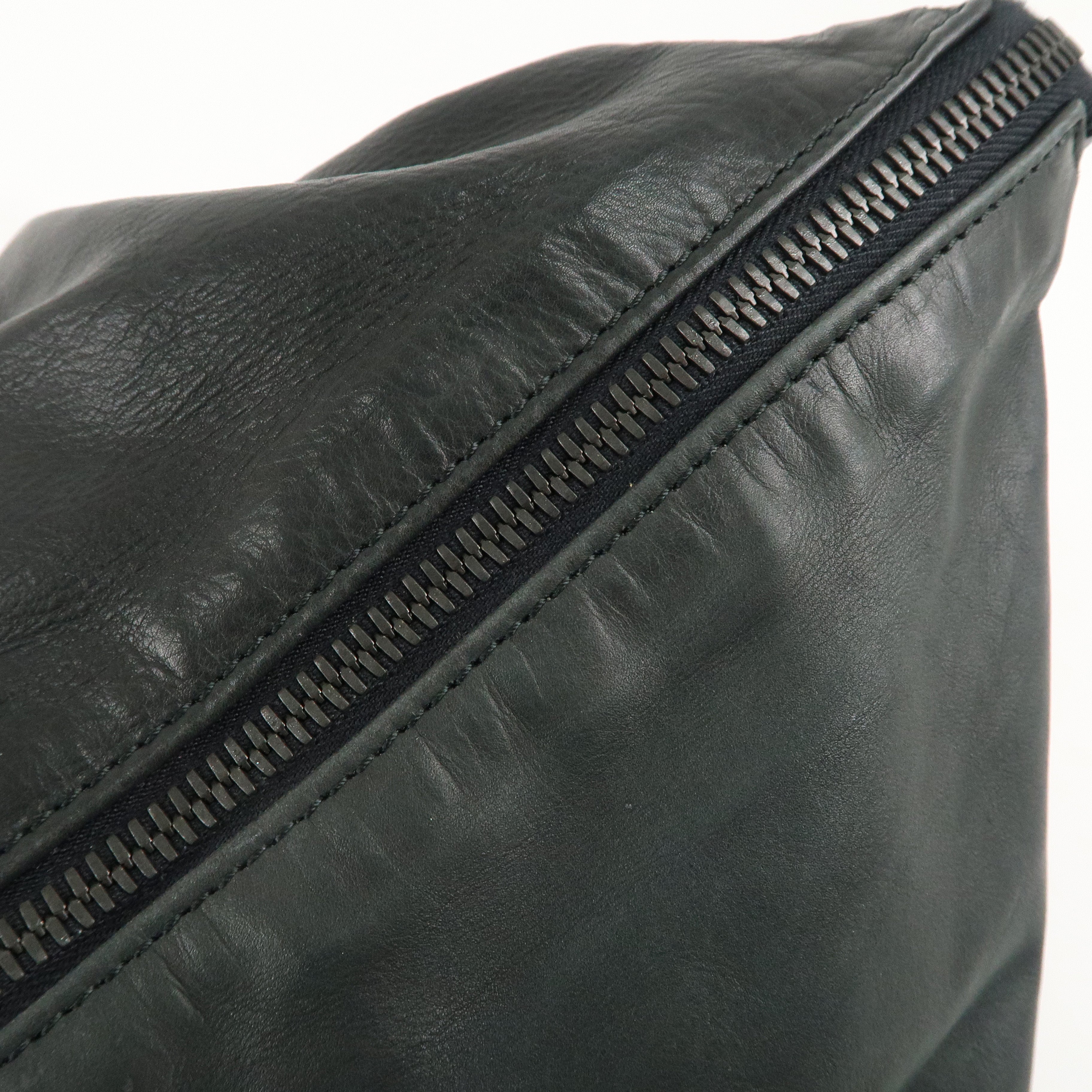 BOTTEGA VENETA Spinnaker Leather Boston Bag Black 244901