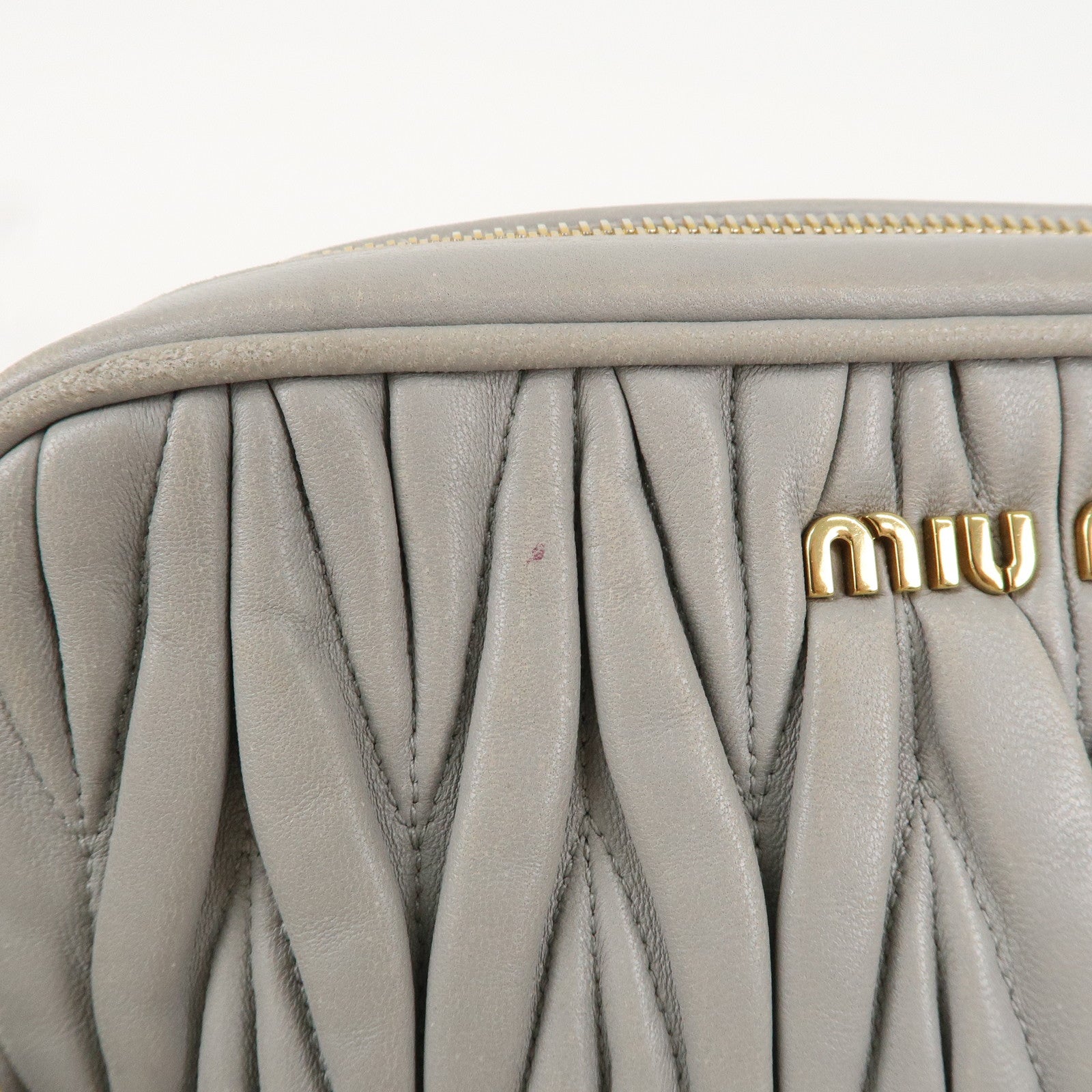 MIU MIU Matelasse Leather Chain Shoulder Bag Gray