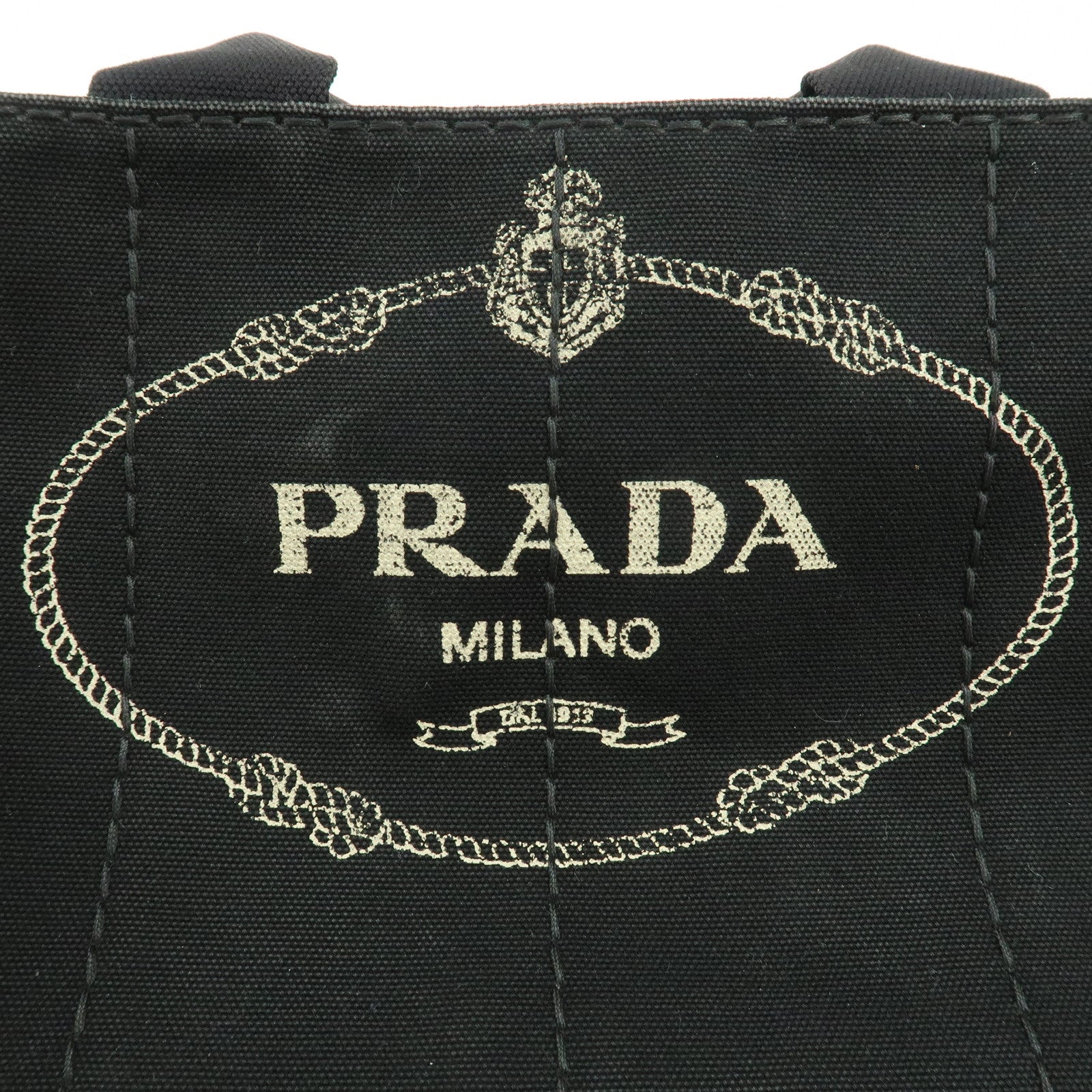 PRADA Logo Canvas Canapa Mini Tote Bag Hand Bag Black BN2439