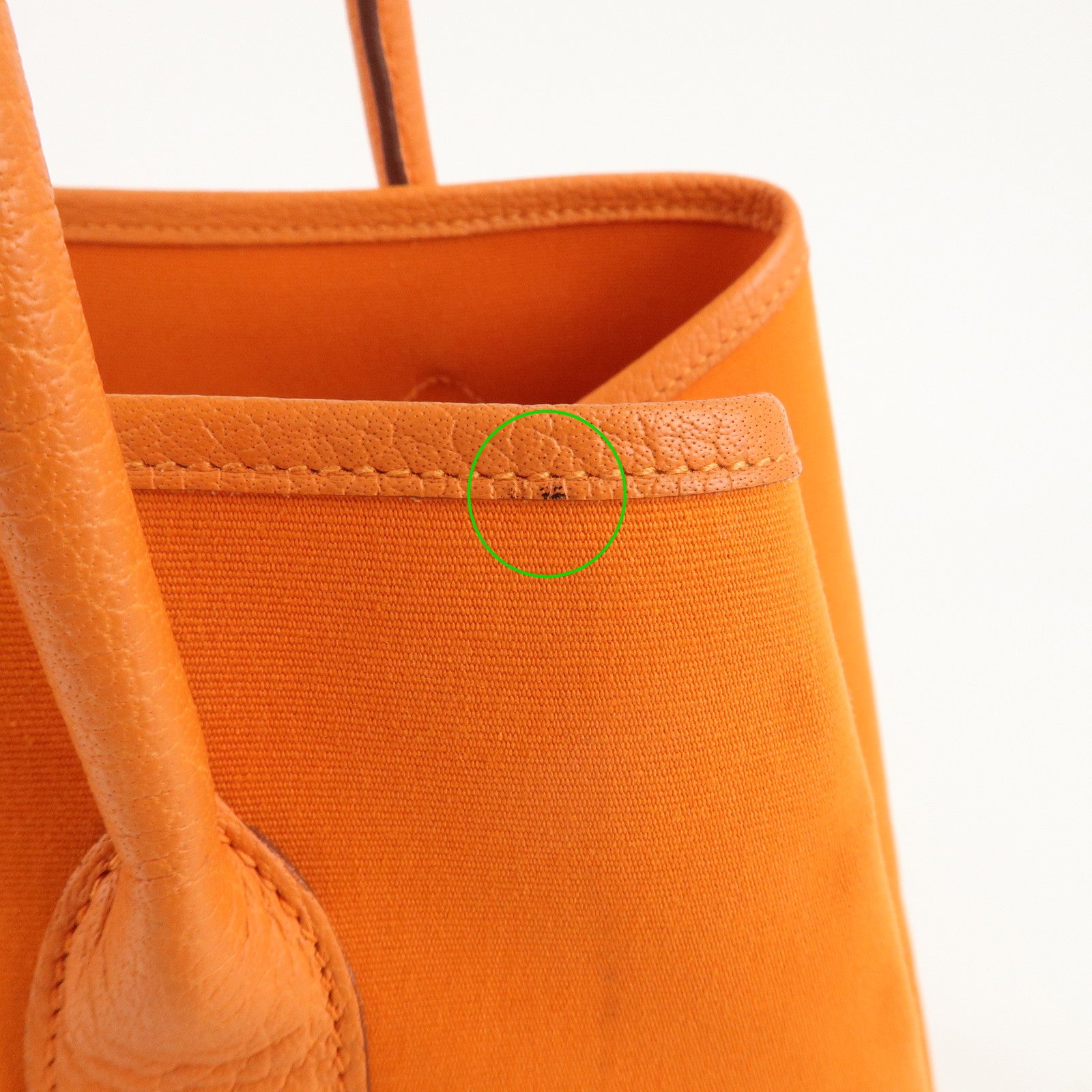 HERMES ToileOfficier Leather Garden Party MM P Stamped Tote Bag Used