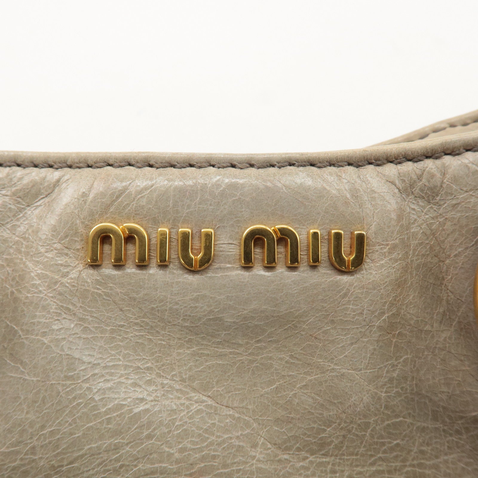 MIU MIU Leather Side Ribbon 2WAY Bag Hand Bag Light Green