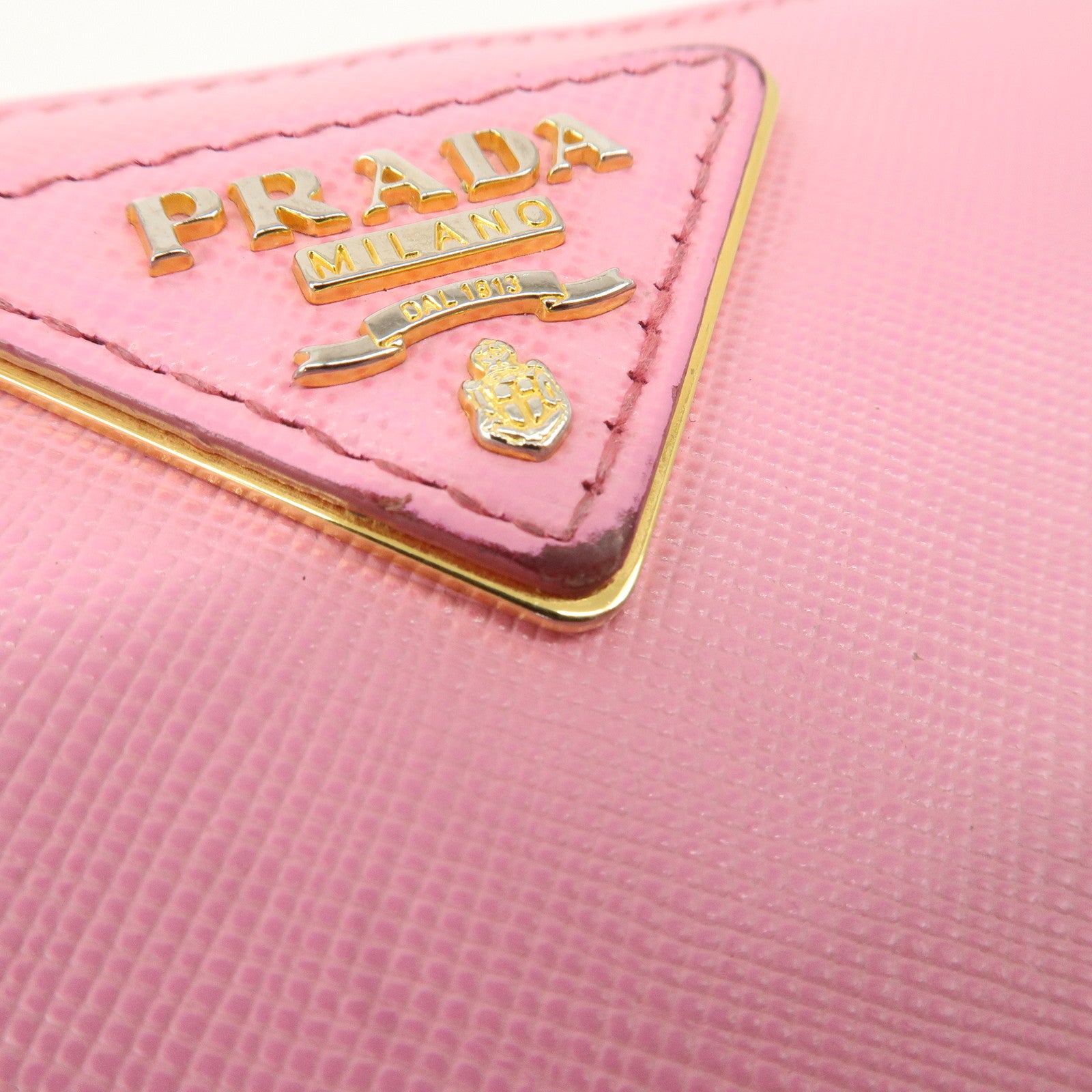 PRADA Saffiano Leather Set of 2 Long Wallet Pink 1MH132 1ML506 Used