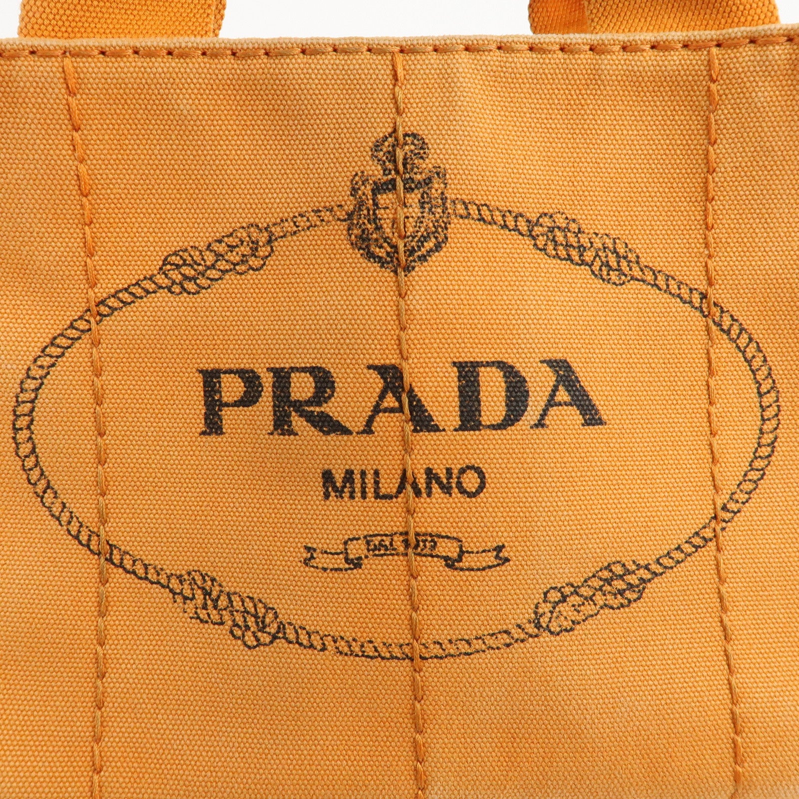 PRADA Logo Canapa Mini Canvas Tote Bag Hand Bag Orange BN2439