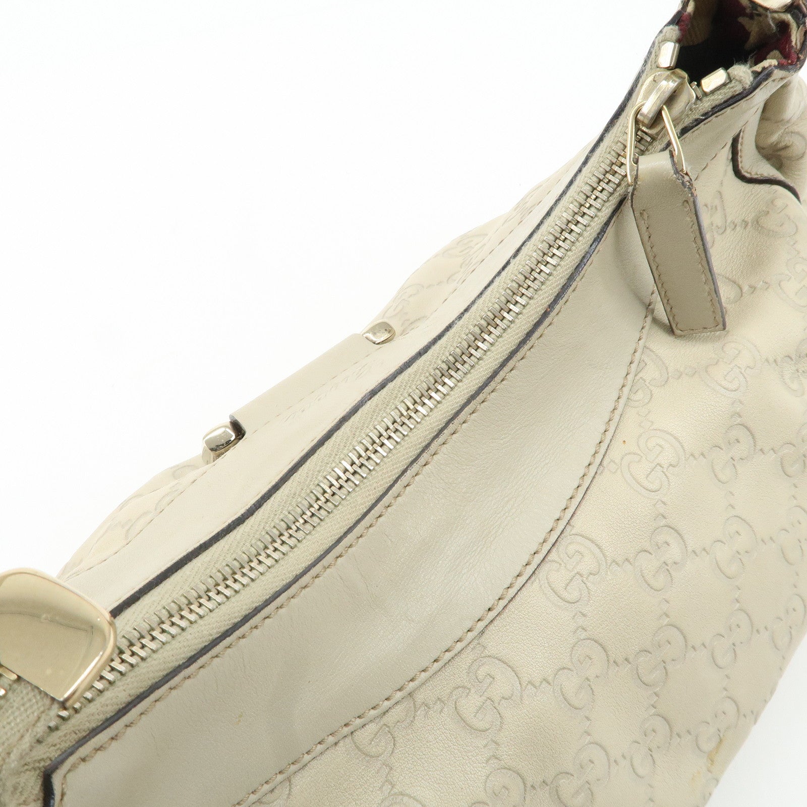 GUCCI Abbey Guccissima Leather Shoulder Bag Ivory 190525 Used