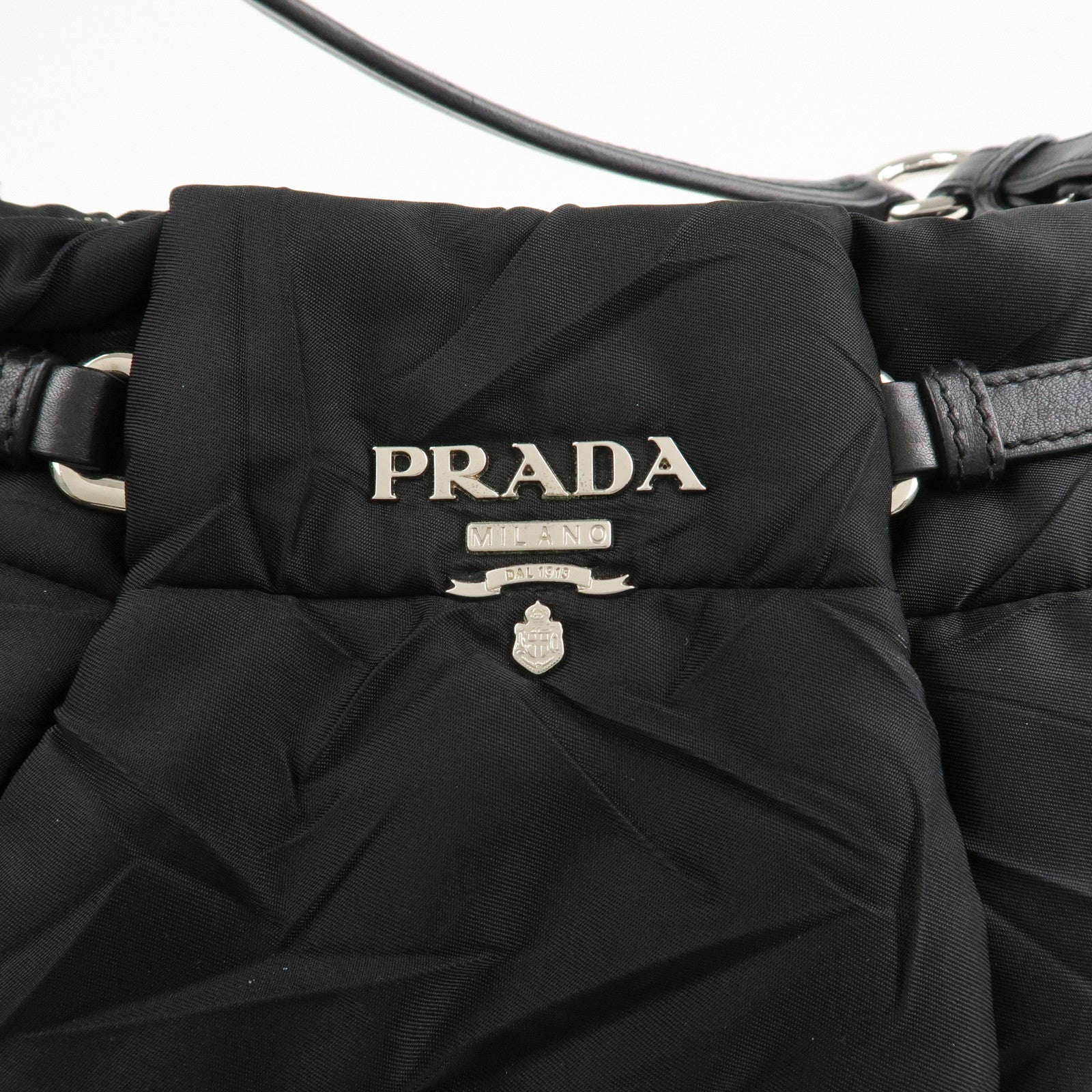 PRADA Crispy Nylon Leather Shoulder Bag Black BR3808 Used