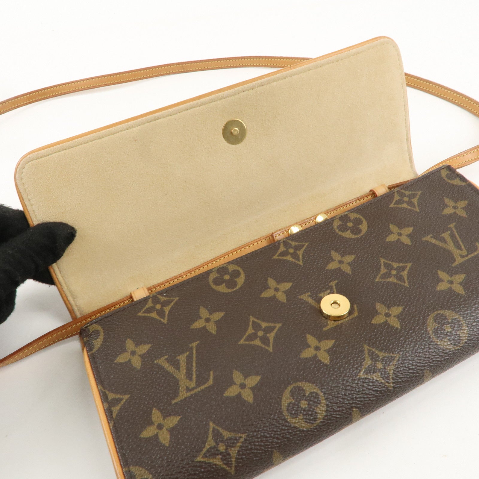 Louis Vuitton Monogram Pochette Twin GM 2Way Bag Brown M51852