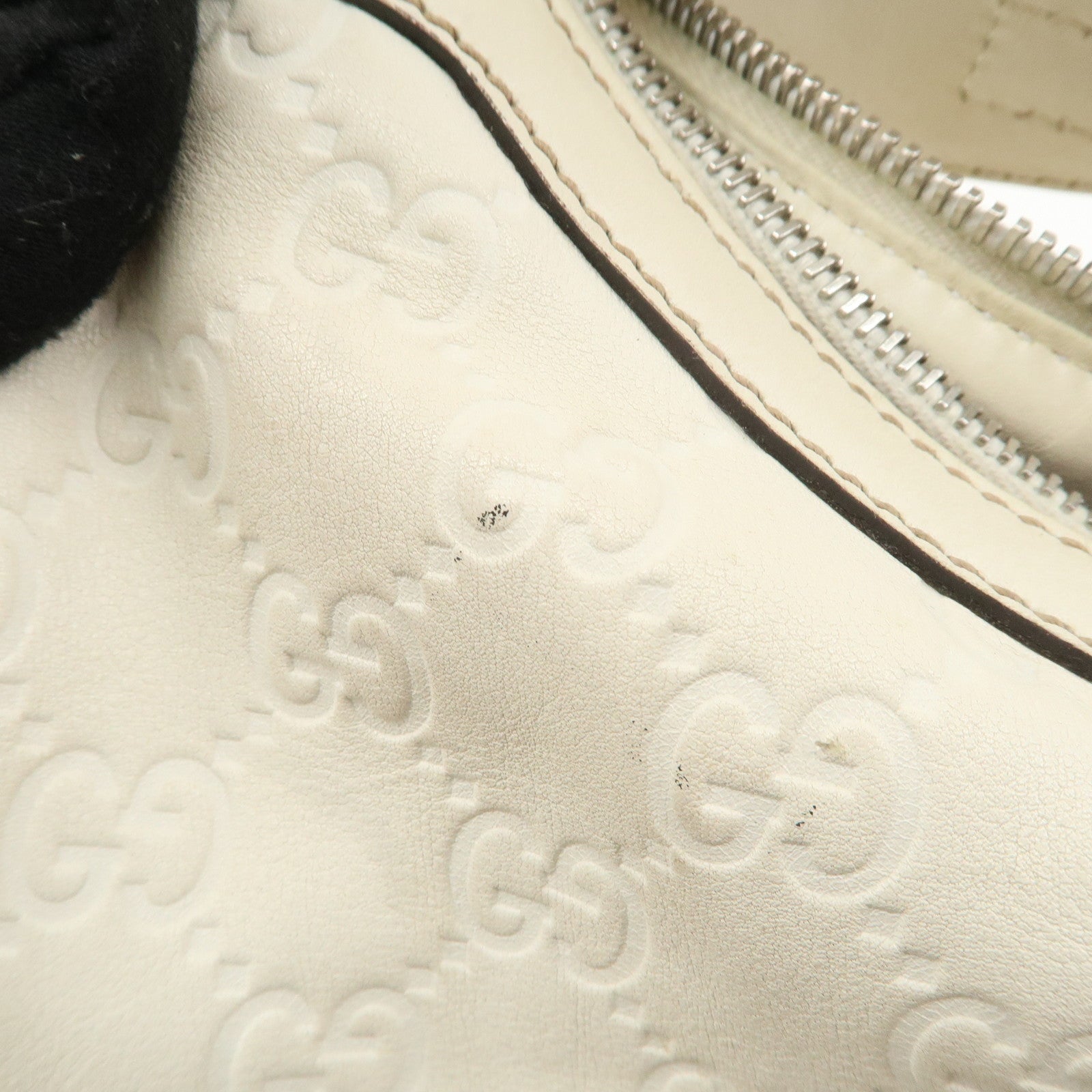 GUCCI Guccissima Leather Horsebit 2WAY Shoulder Bag Ivory 232961 Used