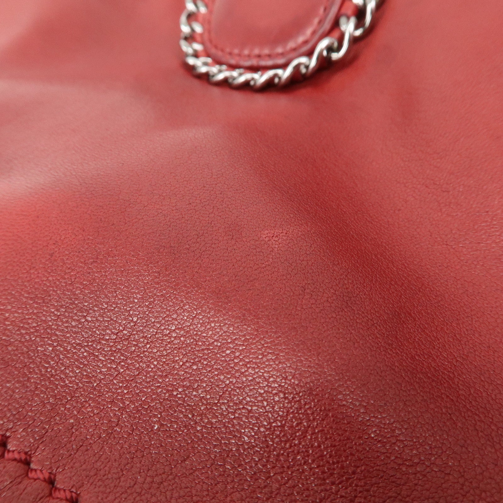 CHANEL Luxury Line Lamb Skin Chain Shoulder Bag Red