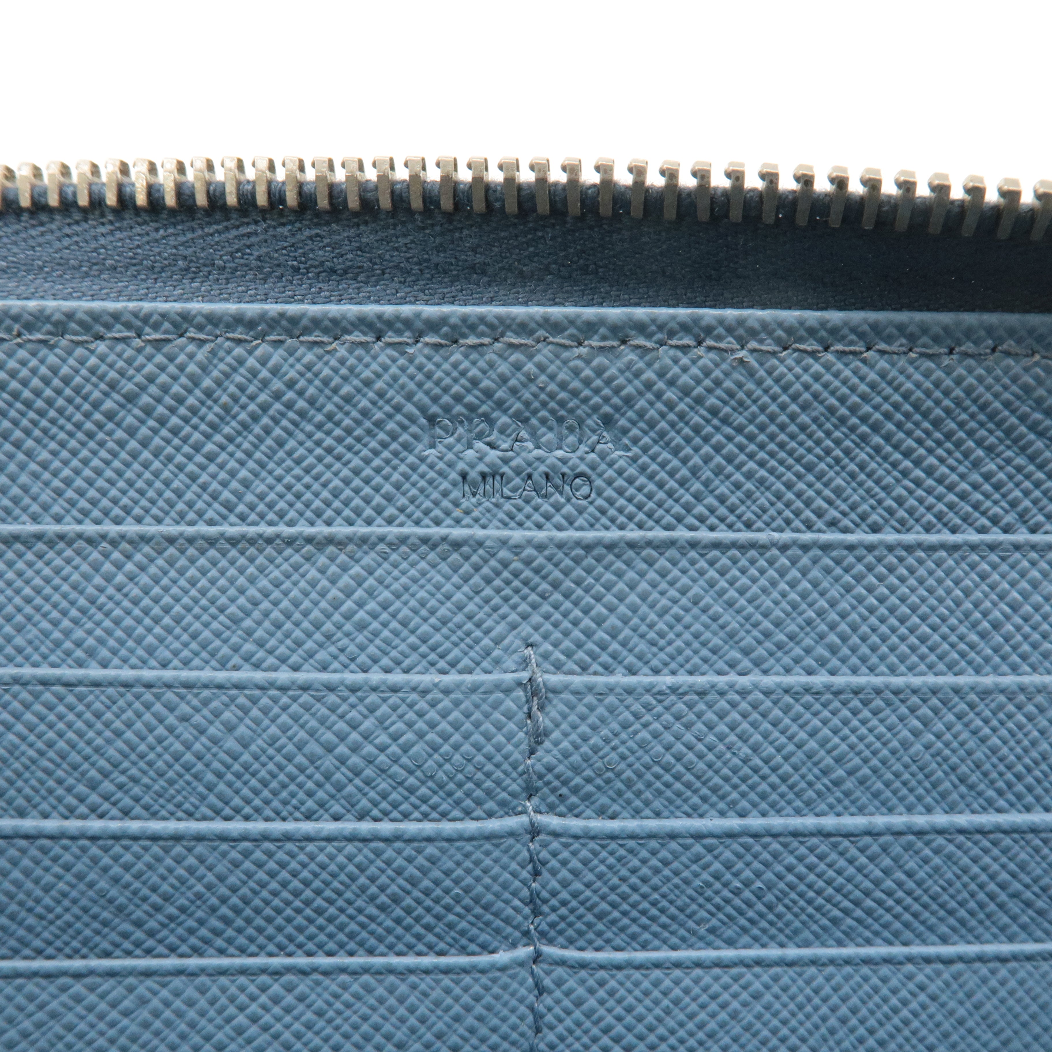 PRADA Saffiano Leather Ribbon Round Zipper Long Wallet 1M506