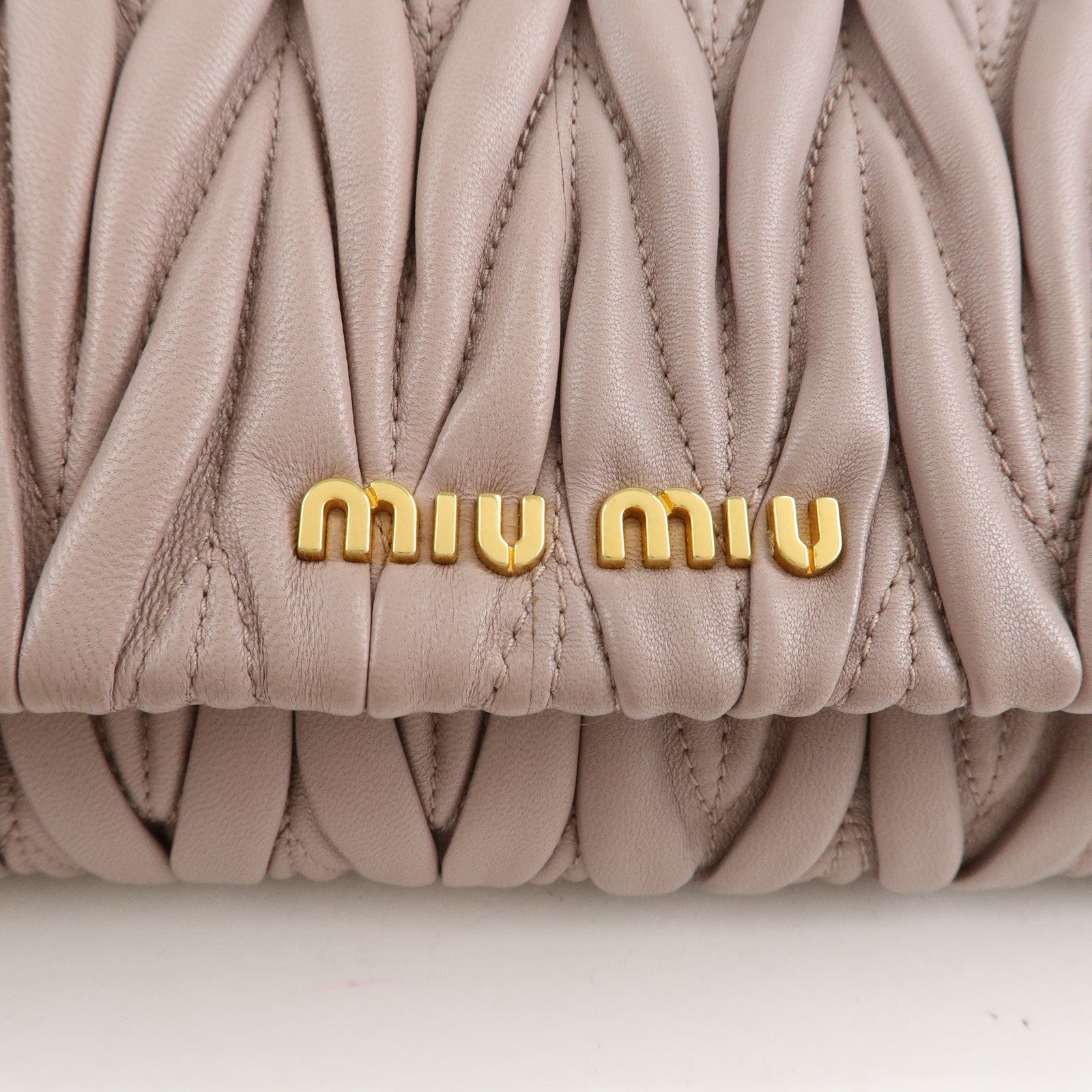 MIU MIU Matelasse Leather Chain Shoulder Bag Pink Beige Used