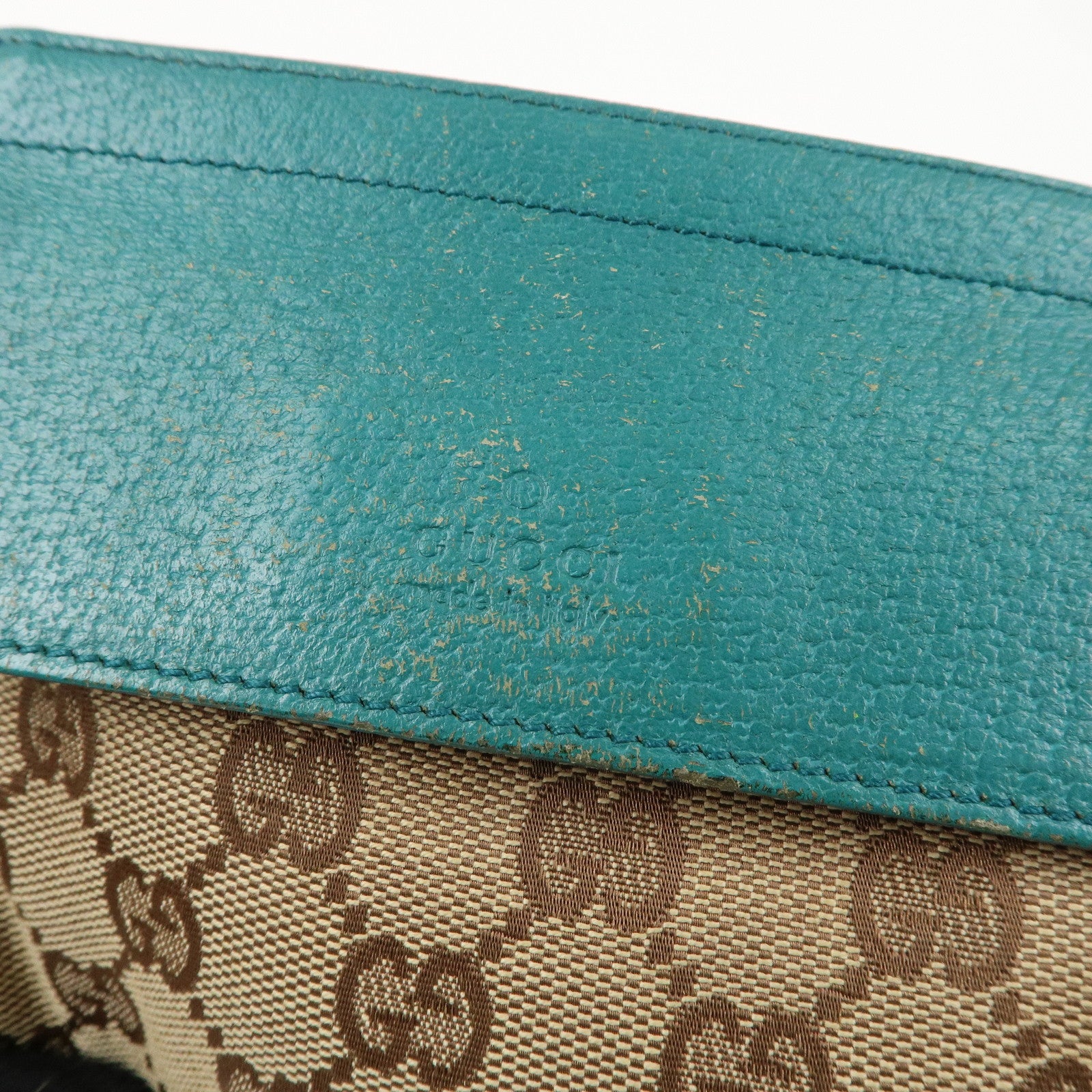 GUCCI GG Canvas Leather Waist Bag Crossbody Bag Turquoise 28566