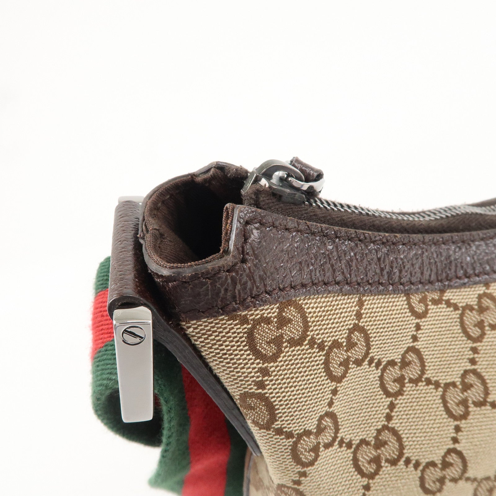 GUCCI Sherry GG Canvas Leather Shoulder Bag Beige Brown 181092